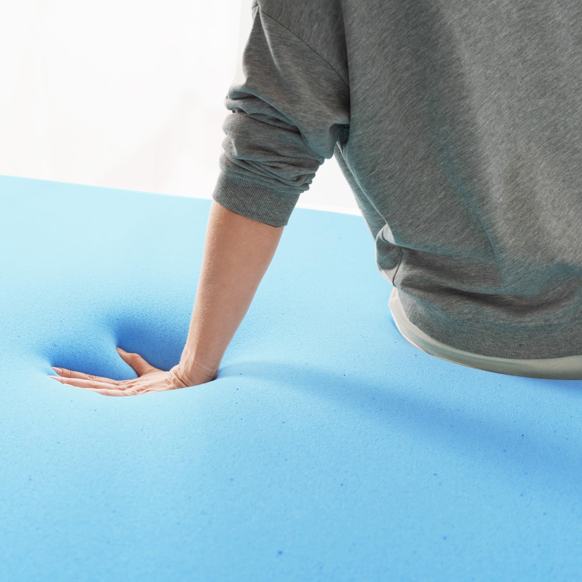 Zinus Sobrecolchón de Espuma viscolástica con Gel refrescante impregnado de té Verde, Espuma con Gel refrescante, 135 x 190 cm, Oeko-Tex, para colchón, Cama y sofá