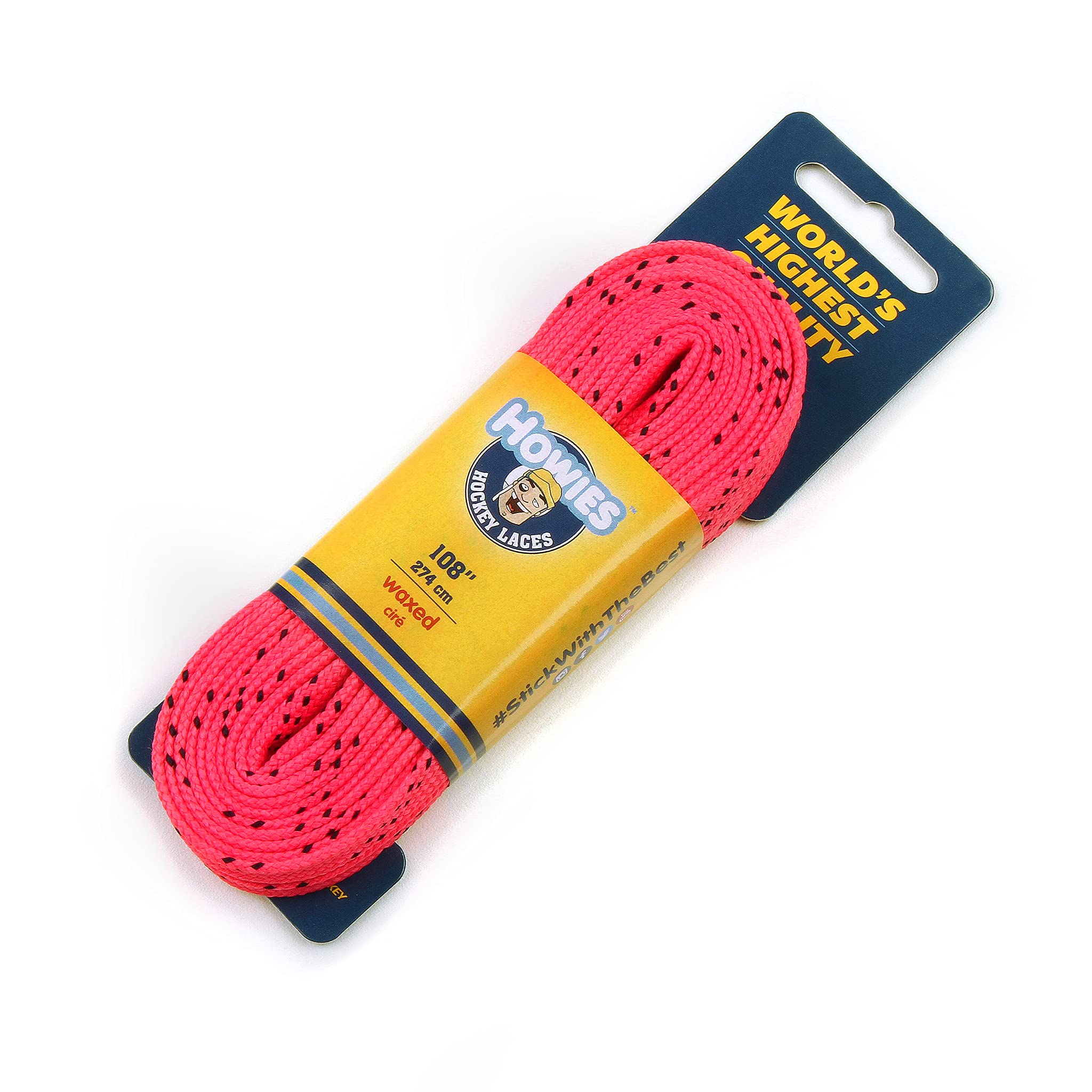 Howies Hockey Skate Laces - 1 Pack - Colored Wax (Choose Your Color) for Youth, Junior and Senior Skates. Premium Quality Used by Athletes of All Ages; Minor, Pro. Crafts (Pink, 120.0