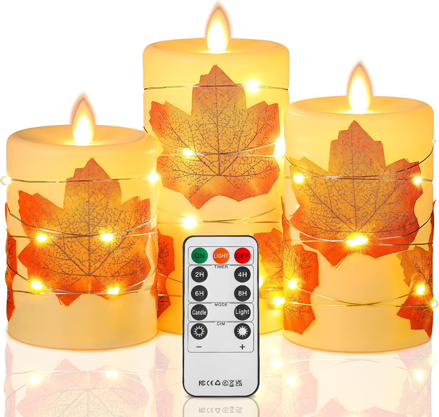 Da by Flameless Candles with String Lights Flickering, Battery Candles, Embedded String Lights