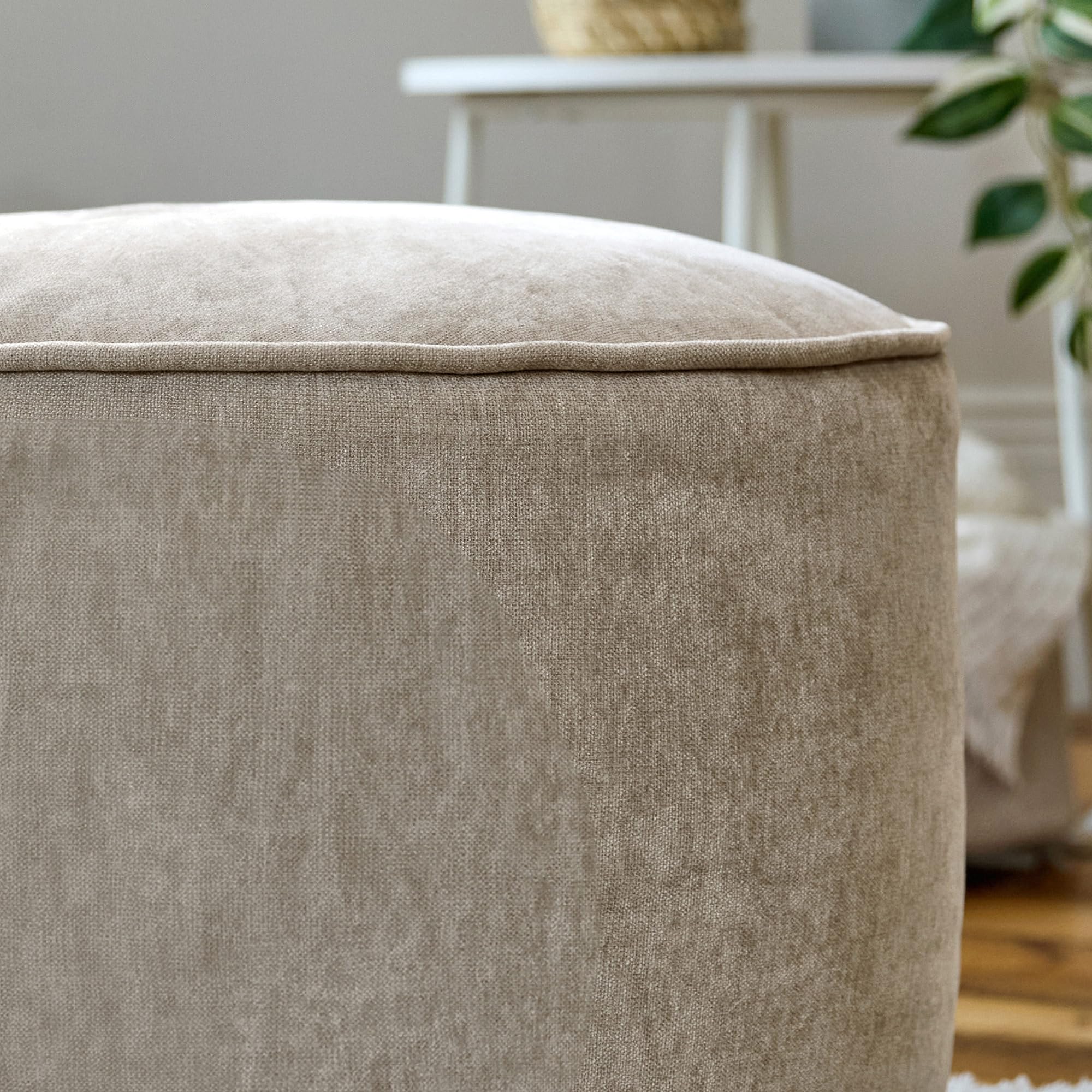 icon Milano Pouf Poggiapiedi, Beige, Chenille, Poltrona Sacco con Riempimento Incluso, Pouf Sacco, Camera da Letto, Soggiorno, Mobili Soggiorno