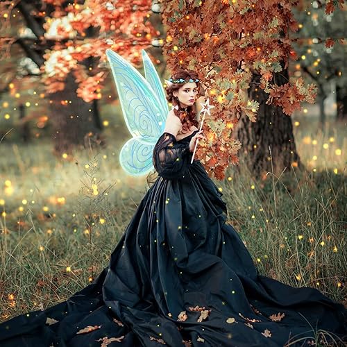 Vista 4 de 7PCS Fairy Wings Dress Up,Sparkling Sheer Wings Butterfly Fairy Halloween Costume Angel Wings for Kids Girls Women