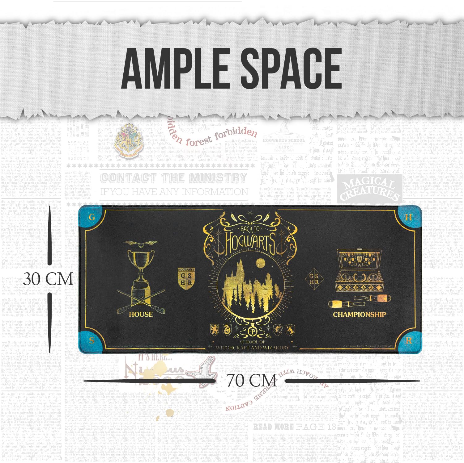 Harry Potter Jumbo Desk Mat - Adult Large 70 x 30 Centimetres Gaming Desk Pad, Assorted, XX Large - Image 3