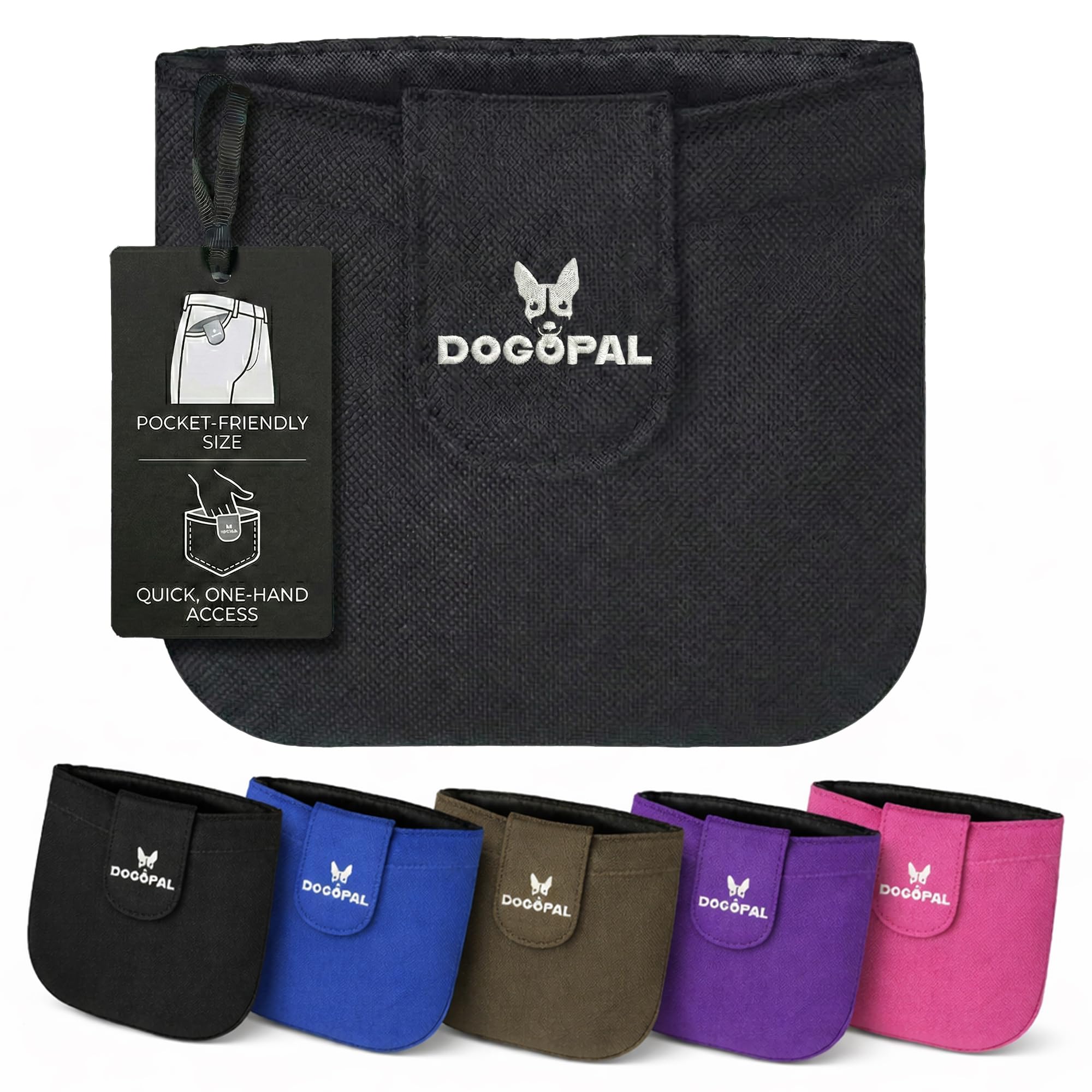 DOGOPAL Dog Treat Pouch for Training, Compact Pocket Treat Pouch with Magnetic Closure, Slim Dog Treat Bag and Treat Holder for Walks (Black)