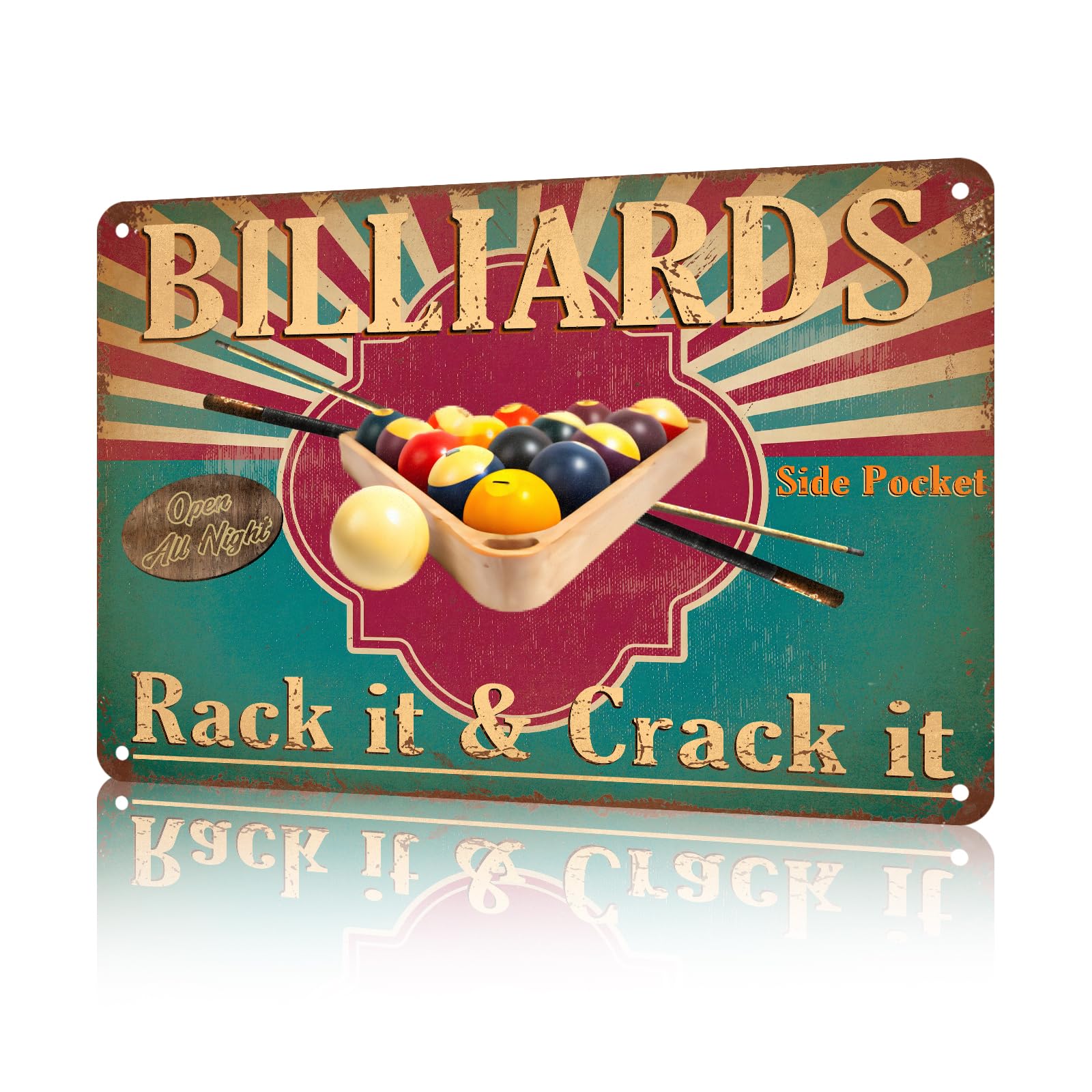 Anceky Billiards Sign Funny Tin Metal Signs Retro Aluminum Sign for Cafe Living Room Garden Yard Garage Wall Decor 12×8 Inch