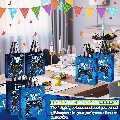 Miniatura 7 de Buryeah - Bolsa de regalo de videojuegos de 30 piezas con asa, suministros de fiesta de juegos, reutilizable, no tejida, bolsa de golosinas para