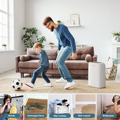 Miniatura 8 de Deshumidificador de 2500 pies cuadrados para sótano y habitación grande, deshumidificadores mejorados de 34 pintas con manguera de drenaje y tanque