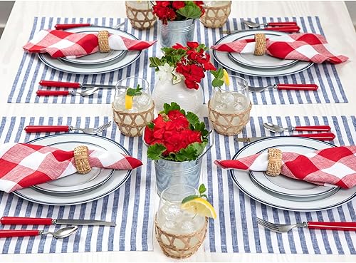 Miniatura 3 de Solino Home Amalfi - Manteles individuales a rayas, de 14 x 19pulgadas, juego de 4 unidades, tela natural, lino europeo, 100% lino puro, hechos a