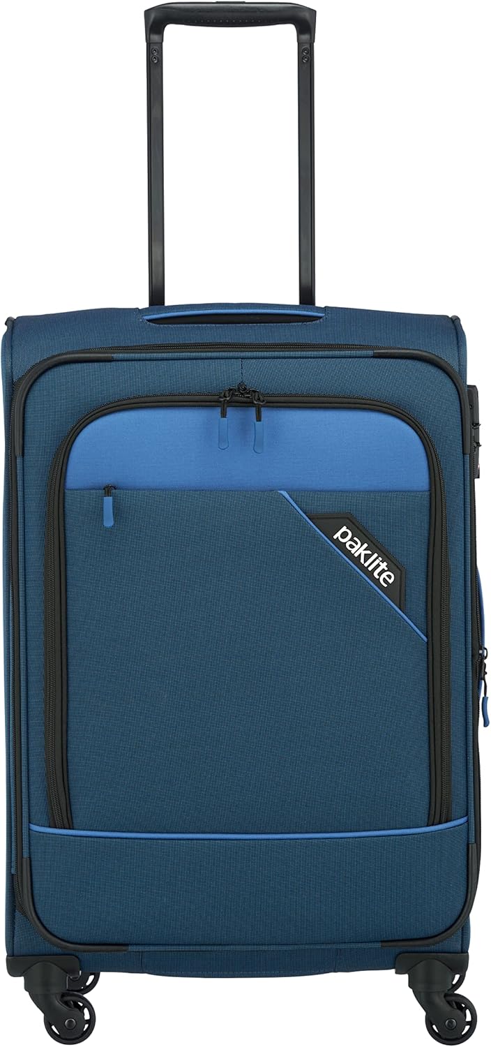 travel soft shell suitcase 4 wheels, suitcase medium, expandable, DERBY, stylish trolley with expansion fold, TSA lock, 66 cm, 69-79 liters