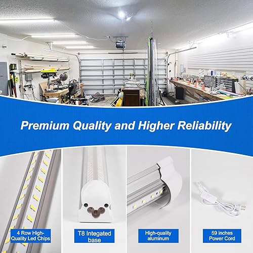 Miniatura 6 de Luces LED para tienda, luz LED de 4 pies, 50 W, 6500 K, 7000 lúmenes, luz diurna, luz de garaje, cubierta transparente enlazable, forma de V