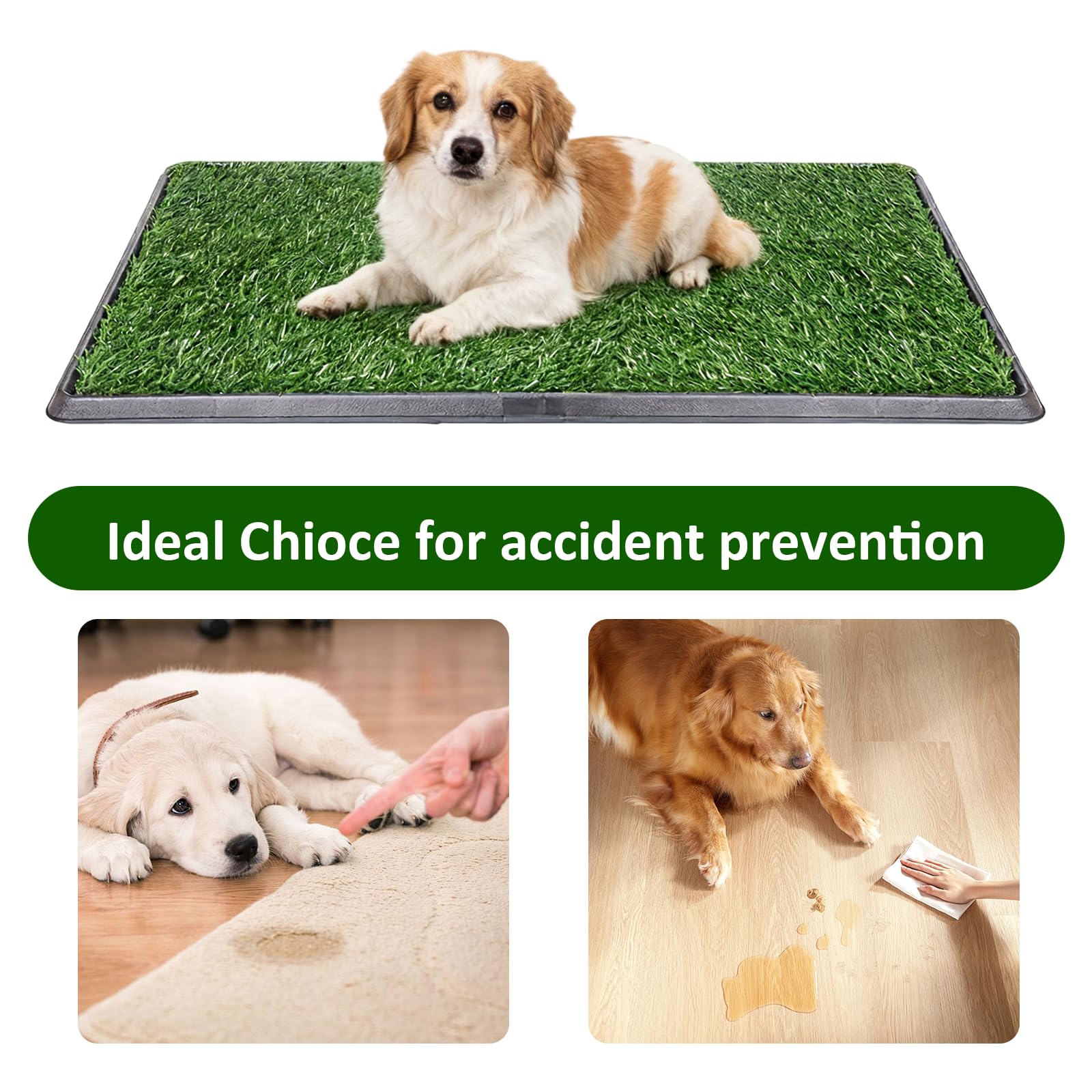 Tapis de propreté Chien, Système de Toilette en Gazon Artificiel à 3 Couches, Litière Portable pour Chiens pour l’Apprentissage de la Propreté en Intérieur et Extérieur, 50 x 40 cm (sans Pipi Pad)