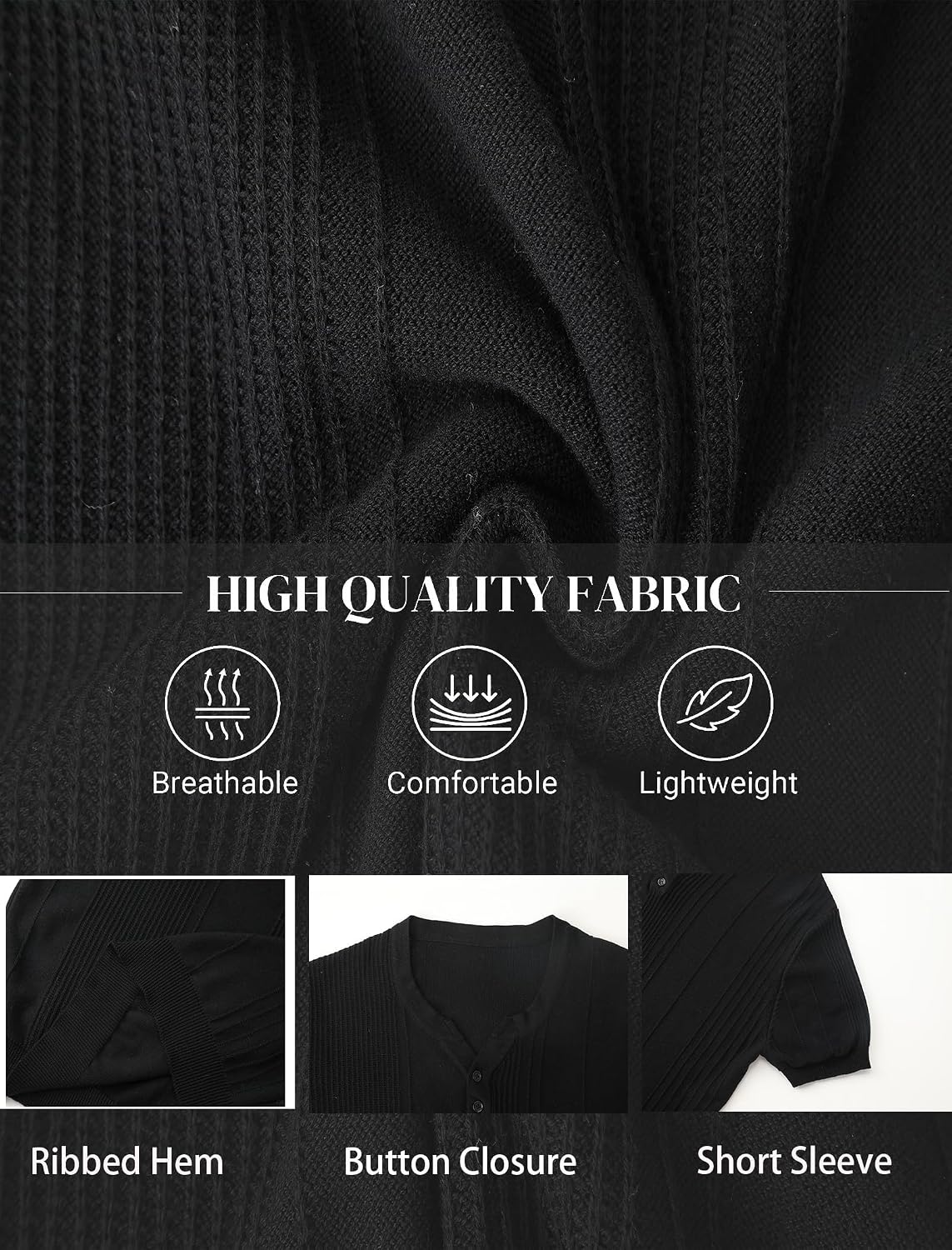 TrailTech Mens Polo Shirts Short Sleeve Textured Summer Beach Knit Polo Shirt Casual Golf Shirts Summer Collared Polo T Shirt