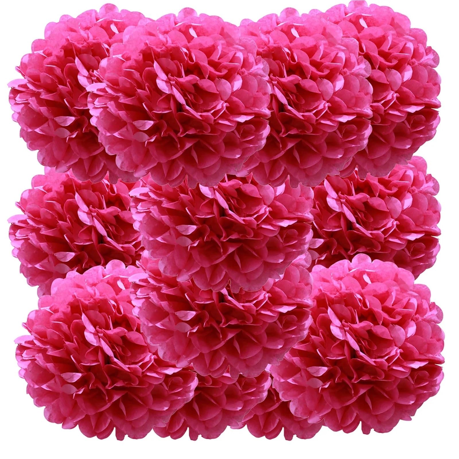 Paper Lanterns 26colors 12pcs Each 10inch Paper Pompom for Wedding Birthday Summer Halloween, , Party Decoration(Rosy)