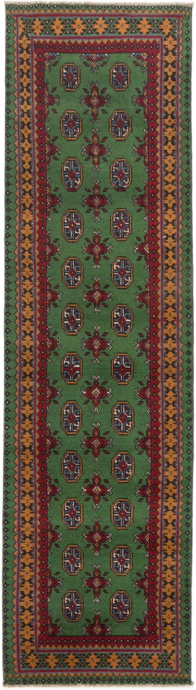 Tapis d'Orient Afghan Akhche noué main, tapis laine long couloir 77x282