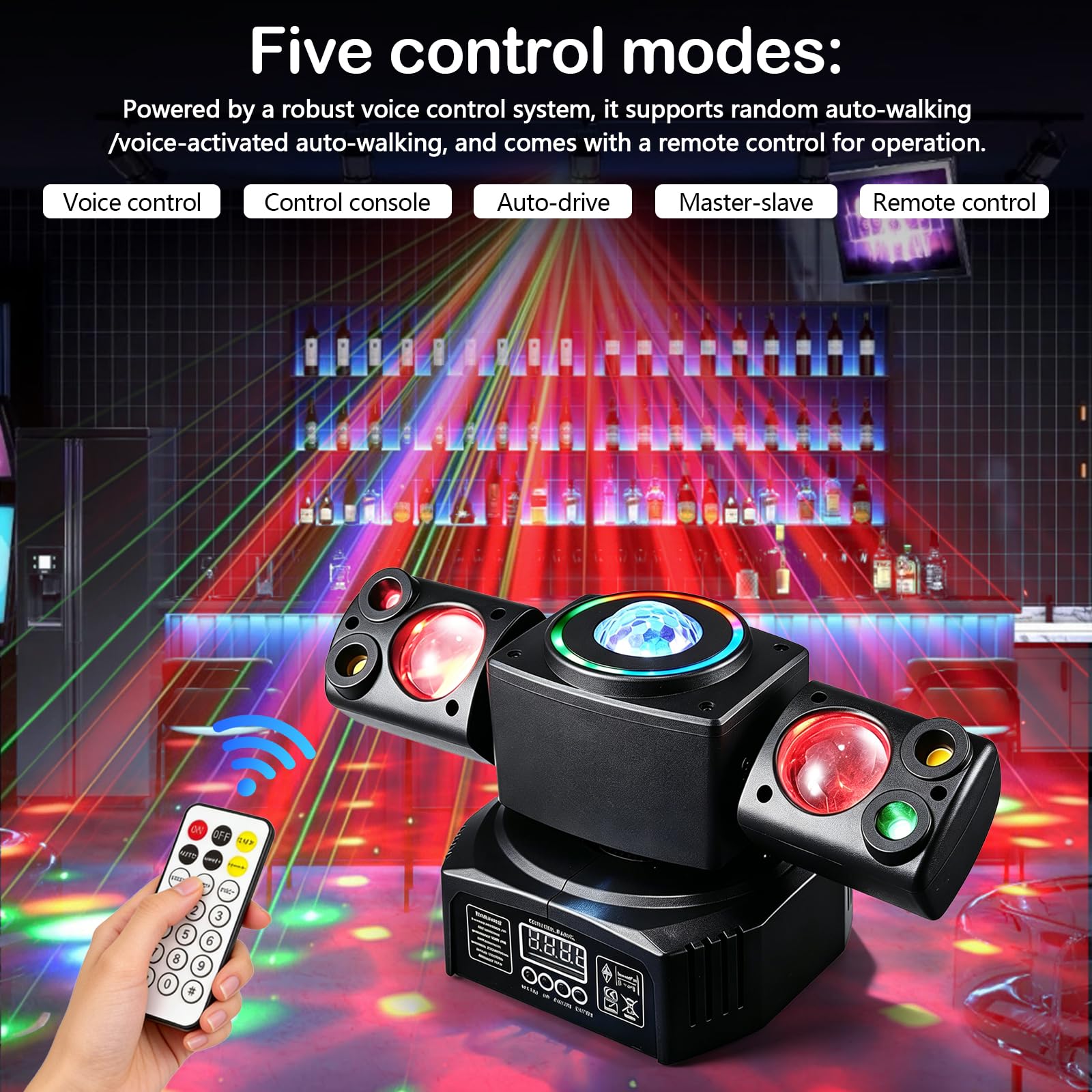 Moving Head Discolicht Partylicht, LED RGB DMX512 Stage Moving Head Licht, Doppelkopf Beam Magic Ball, 5 Steuerungsmodi, geeignet für DJ, Bar, Geburtstagsfeiern, Disco-Partys