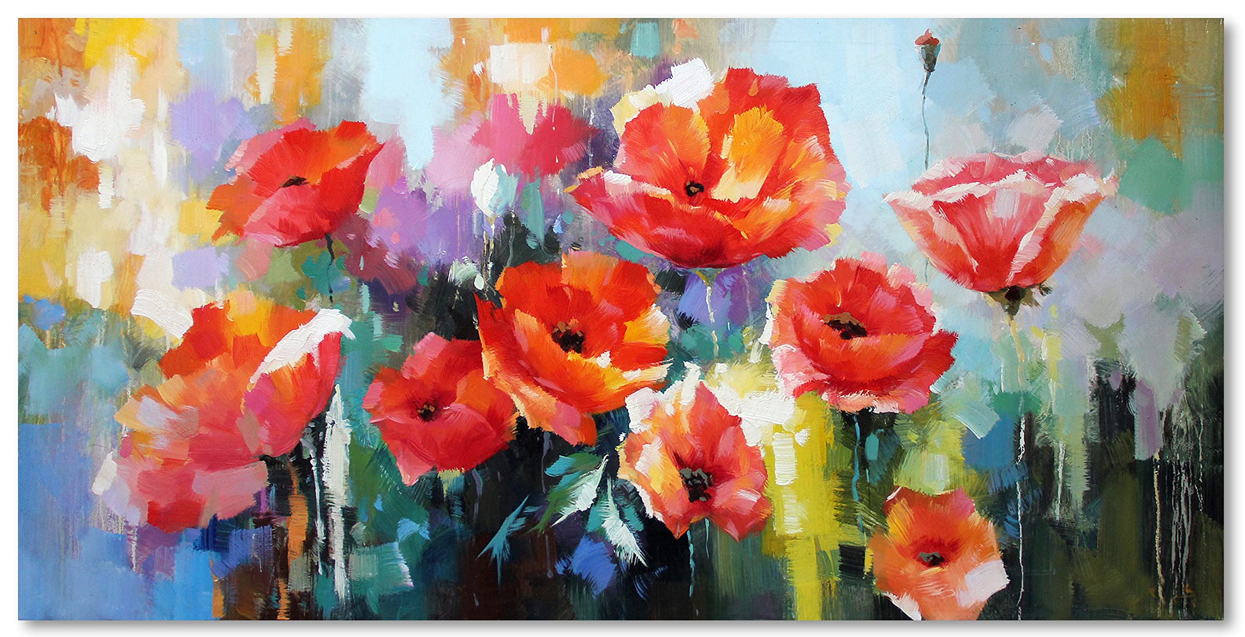 Photo 1 of *SEE SECOND PICTURE, STOCK PHOTO NOT EXACT* Artmaple Paint by Number for Adults Beginner Students, Ideal Gift Choice for Birthday,Anniversary or Any Festival. DIY Acrylic Painting Kit for Room Decor 12x24 inch (Red Flowers)