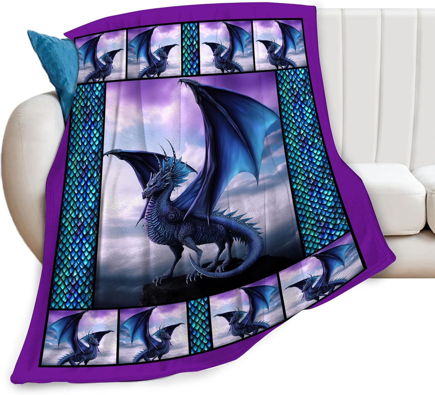 Purple Dragon Blanket and Throws Dragon Lover Gifts Dragon