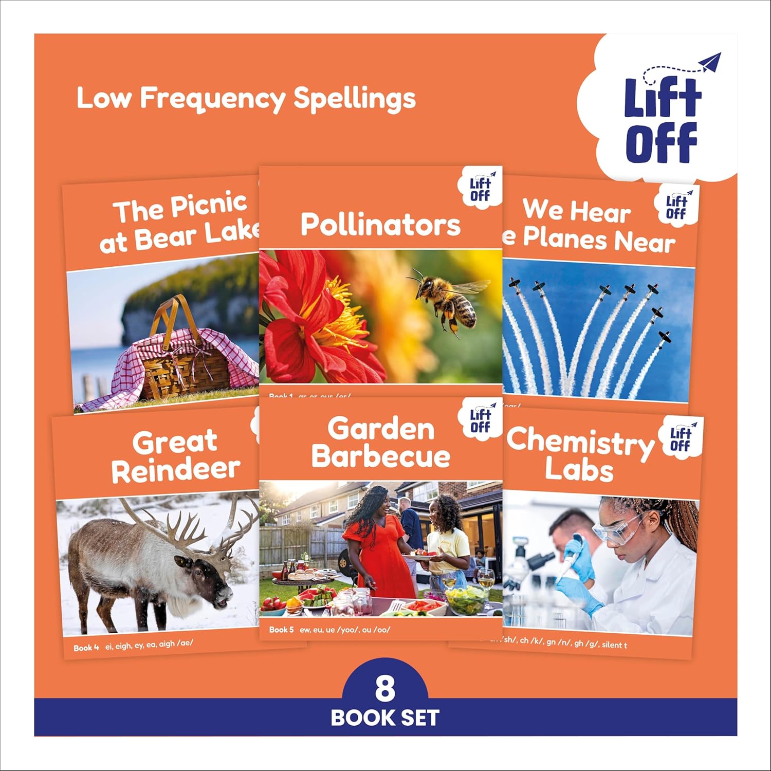 Phonic Books Lift Off Readers Low Frequency Spellings      Hardcover – October 28, 2025