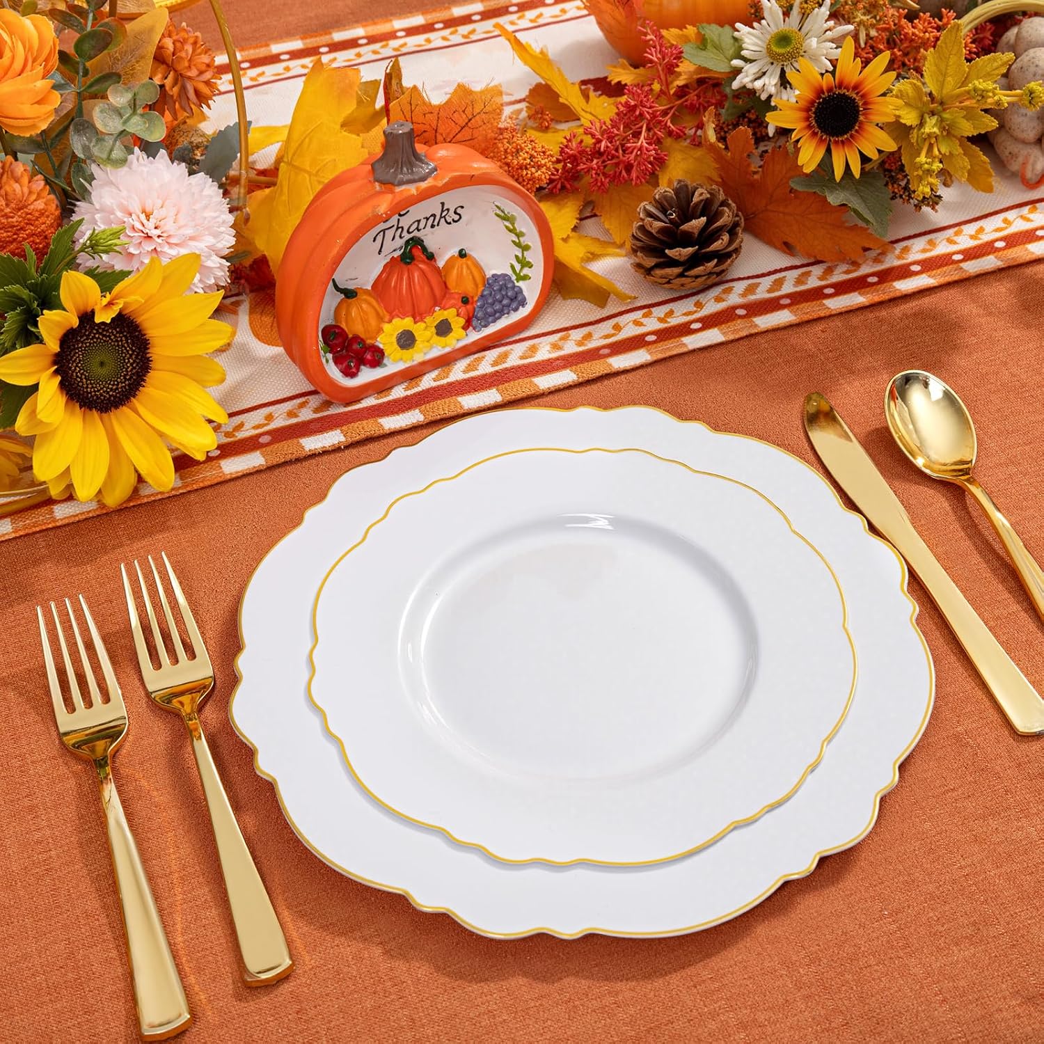 WDF 100Pack Thanksgiving Napkins and 60PCS Dinner Plates