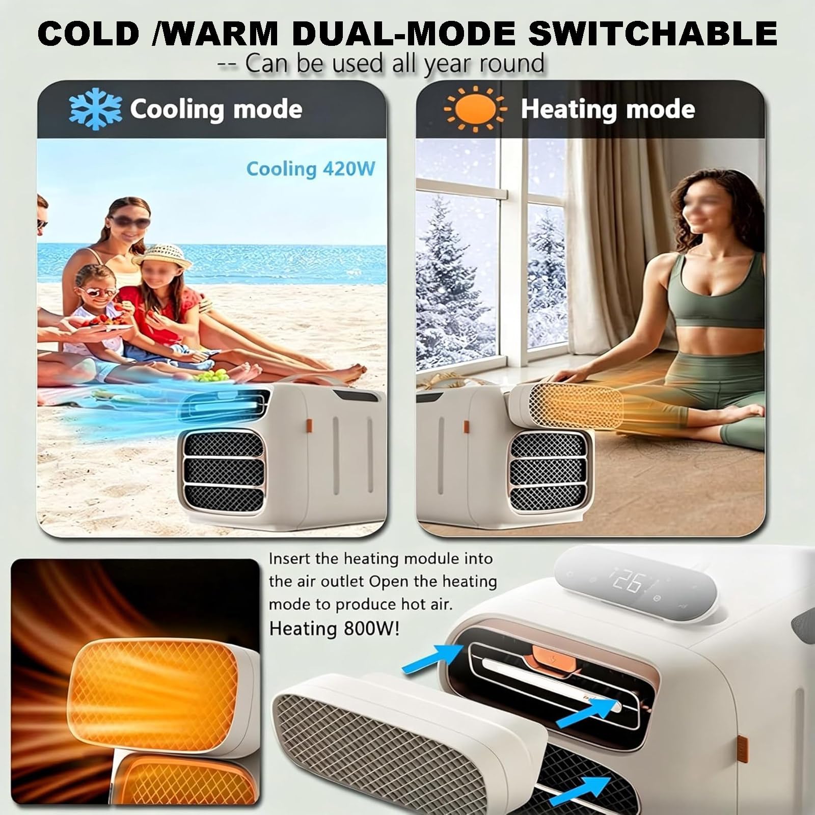Condizionatore d'Aria Portatile, 5000 BTU, Ideale per Tenda, Campeggio, Van Life, Tenda, Esterni, 110V
