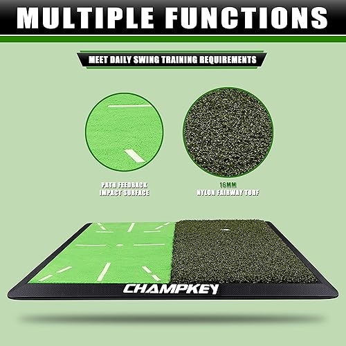 Miniatura 23 de CHAMPKEY Heavy-Duty Golf Hitting Mat - Swing Path Feedback Golf Practice Mat - Ideal for Indoor and Outdoor Training