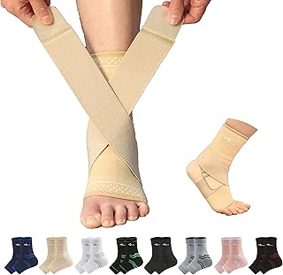 ABIRAM Ankle Brace for Women & Men, Ankle Compression Sleeve with Wrap, Foot Support Sleeve, Ankle Support for Sprained Ankle, Plantar Fasciitis Relief Socks, Achilles Tendonitis, Sports, L