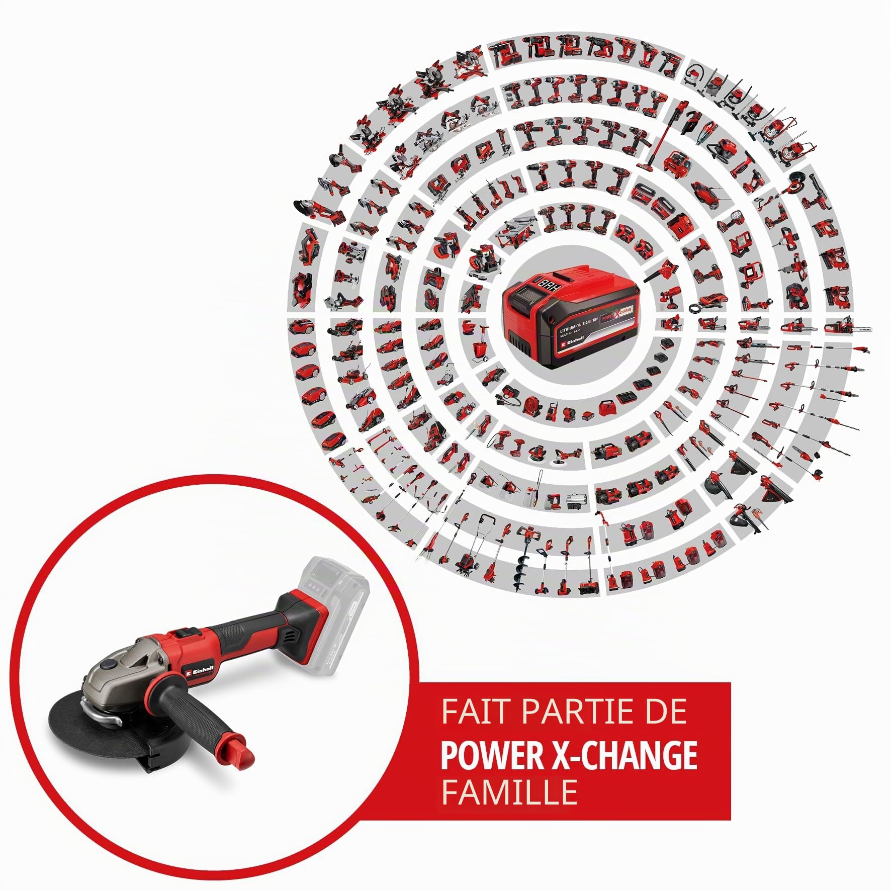 Einhell Meuleuse d'Angle avec Batterie TE-AG 18/150 Li BL-Solo Power X-Change (18 V, Lithium-ion, sans Balais, Surcharge et Moteur de Disque, sans Batterie ni Chargeur, Disque de Coupe Ø150 mm Inclus)