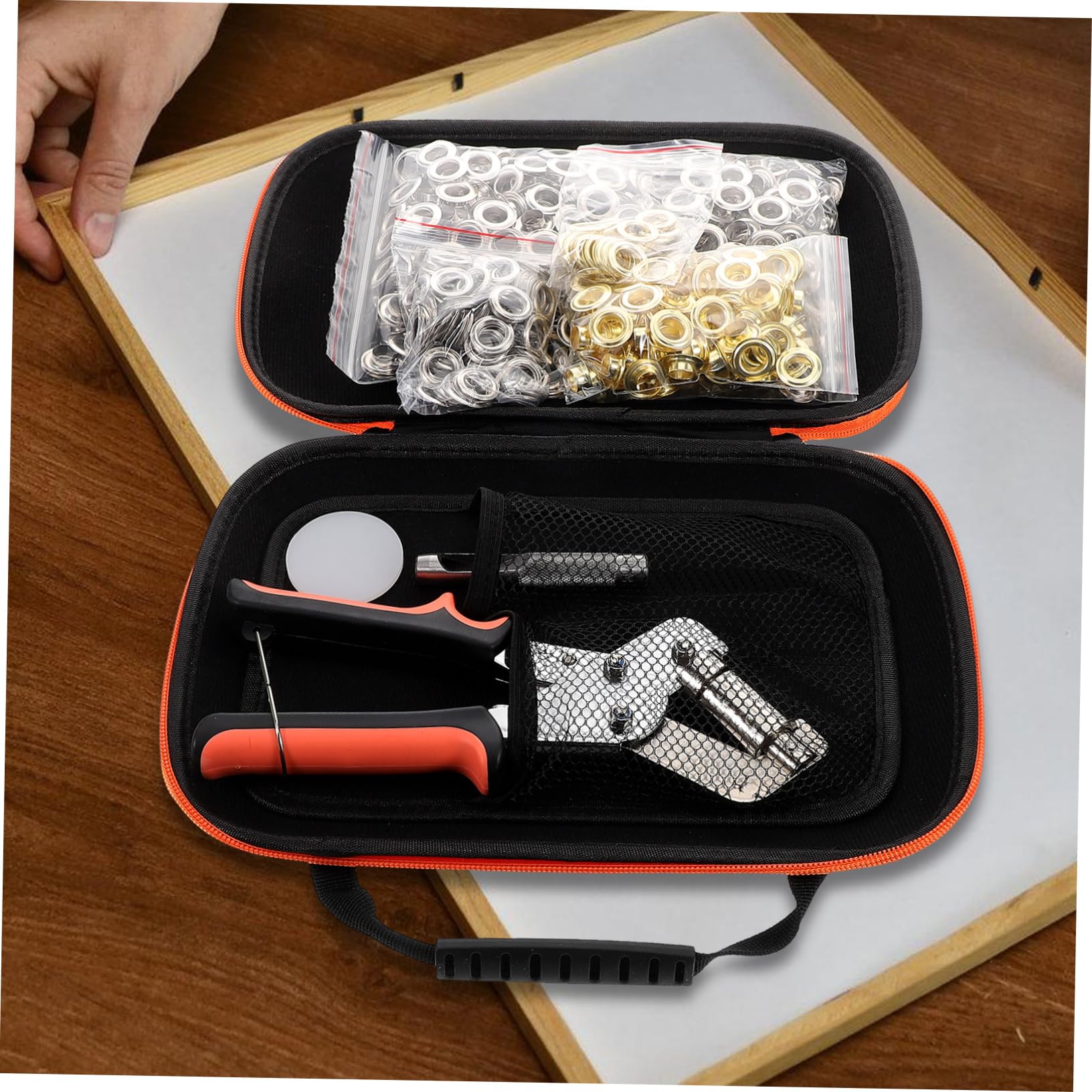 1 Juego Kit de Herramientas para Ojales Metálicos con Alicates y Accesorios Ojales de Plateados para Proyectos de Manualidades y Exhibiciones