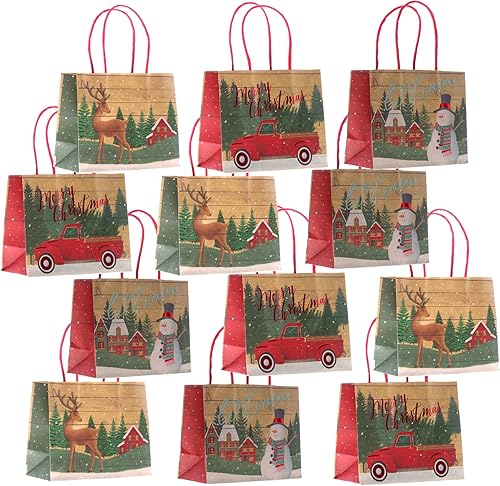 Bolsas de regalo de papel kraft de Navidad con sello de aluminio, pequeñas Vogue, paquete de 12 disponible en Yaxa Costa Rica