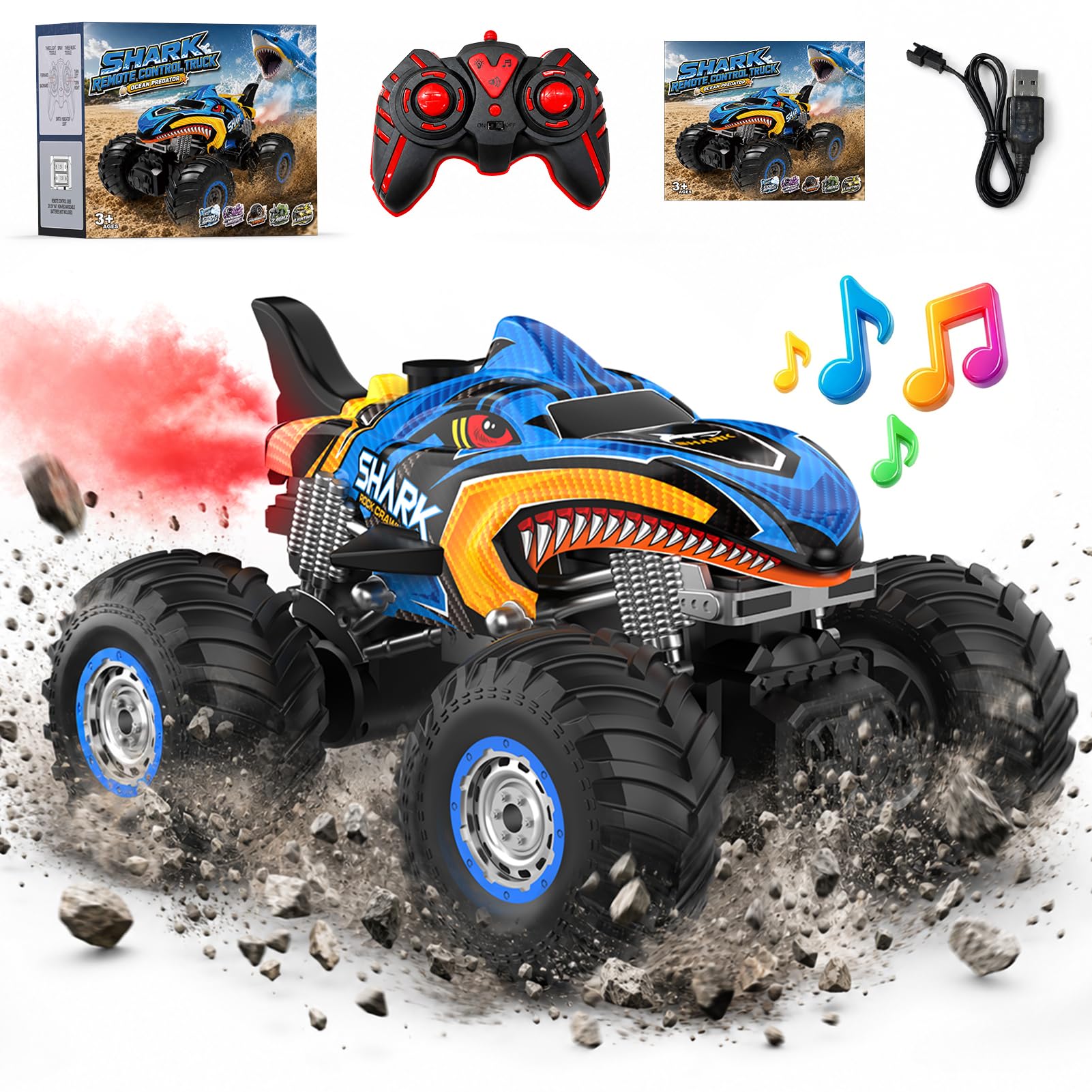 HappyGoLucky Voiture Télécommandée, Monster Truck Jouet Enfant 3-12 Ans