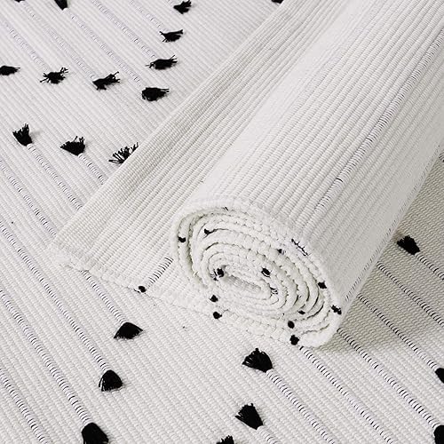 Miniatura 5 de HAOCOO Alfombra de pasillo de 2 x 6 pies moderna geométrica Ktichen para pasillo alfombra de algodón tejida lavable con diamantes de diamante