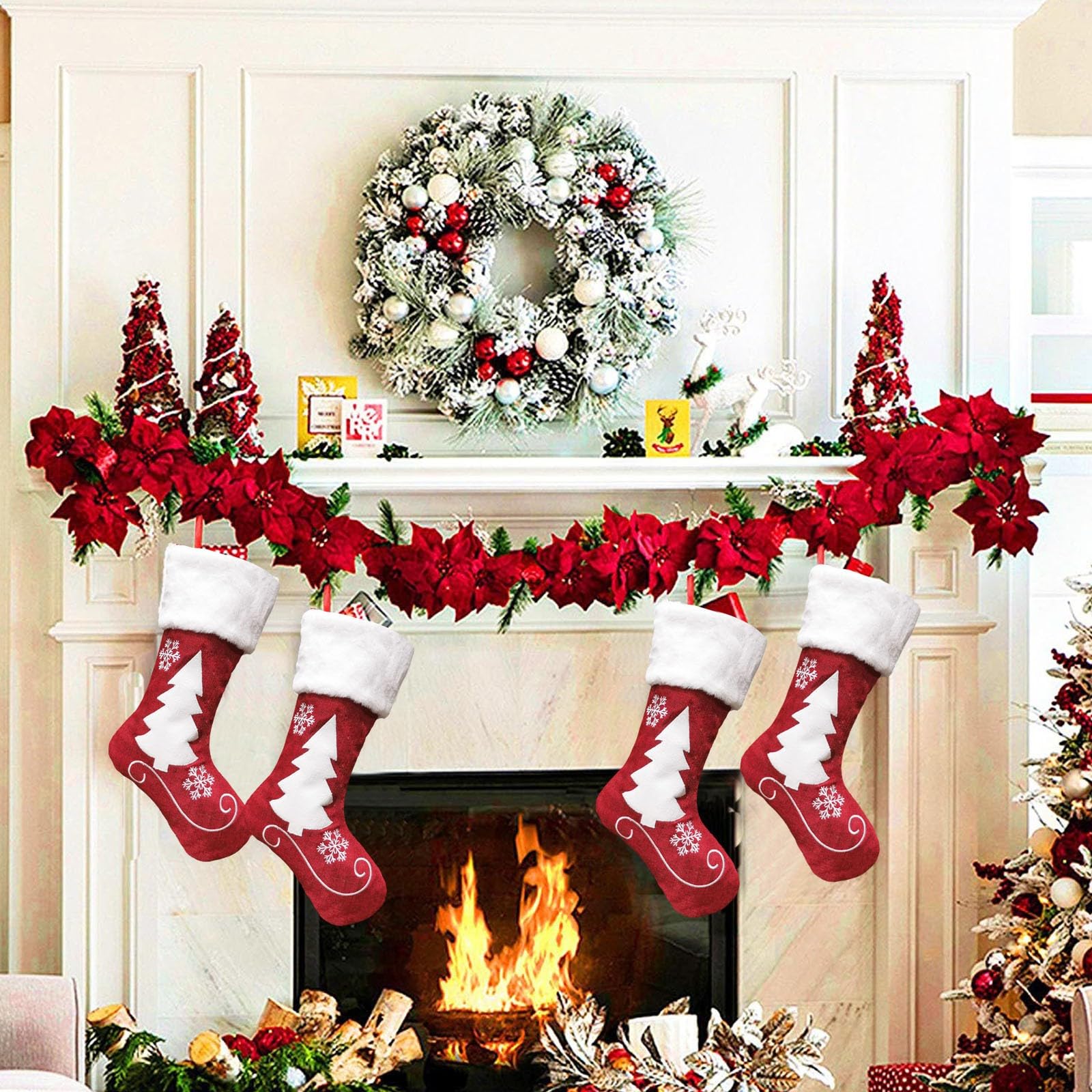 Weihnachtsstrümpfe 45,7 Cm – 4 Stück Mit Schneeflocken-Design Aus Plüsch