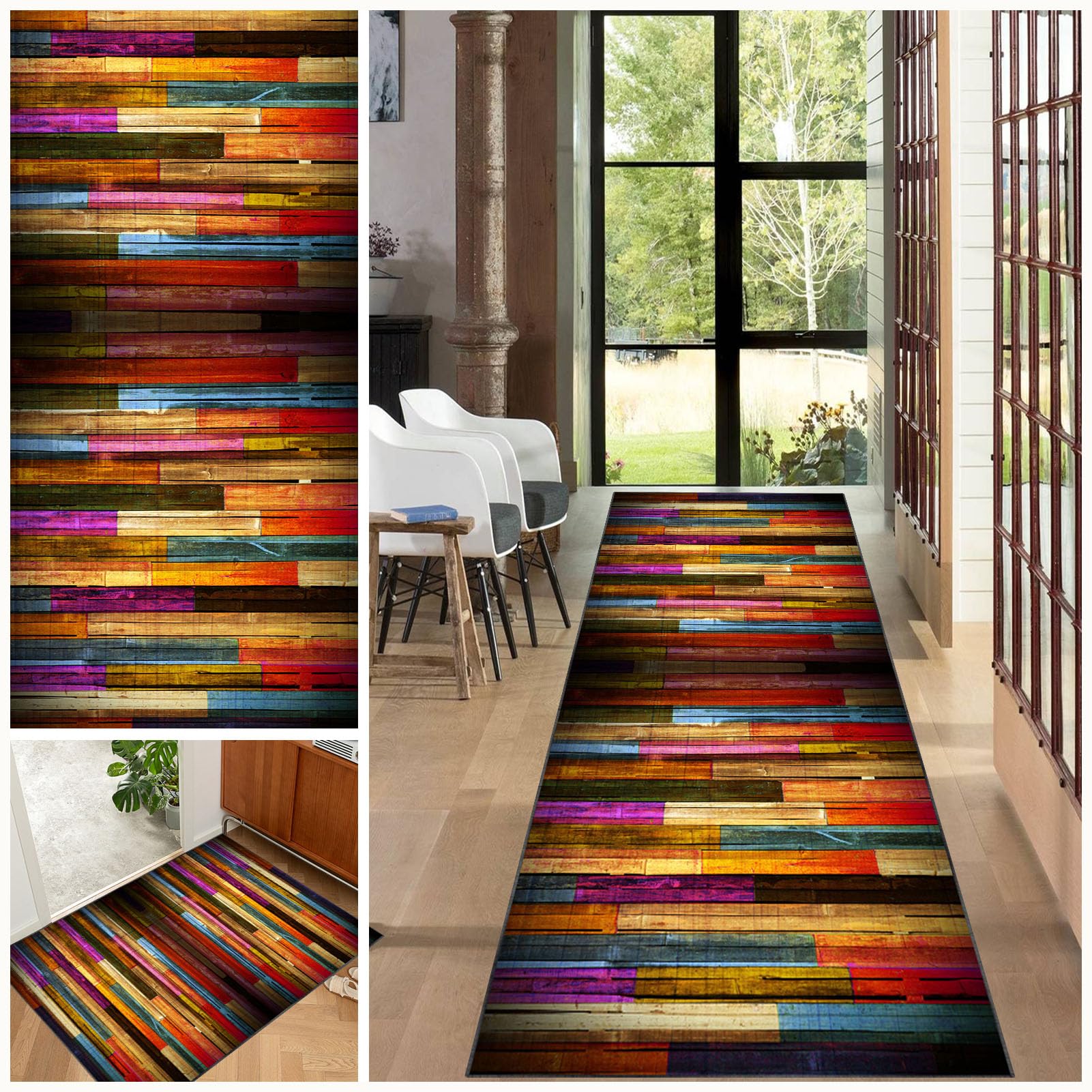 EYKWKB Hallway Runner Rug, Non Slip Long Kitchen Mat Area Rug Geometric Floor Carpet Runner, Narrow Hall Runner, 50 x 80 cm Heavy Duty Entryway Runner Rug, Area Rug for Bedroom Entrance Laundry Room