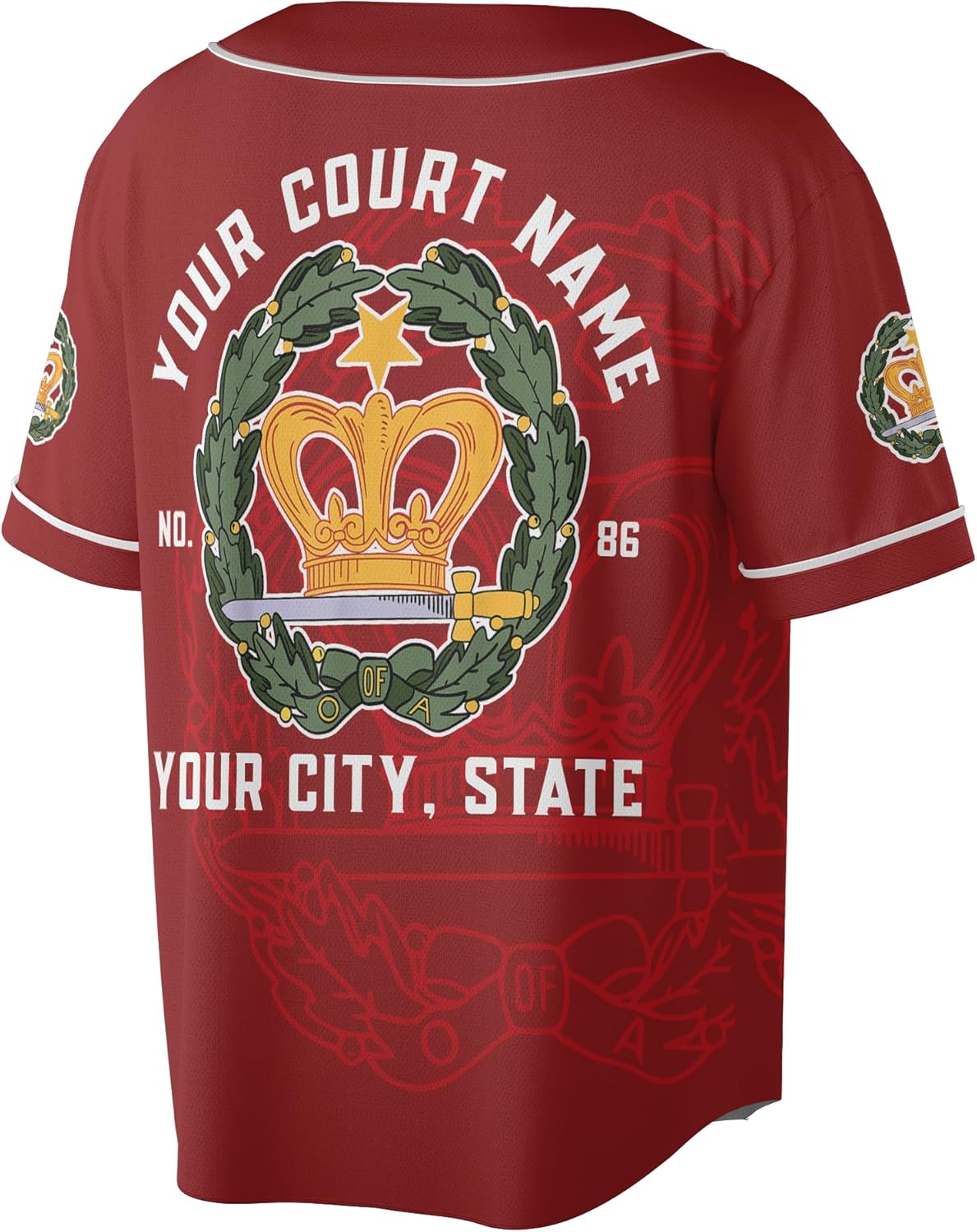 Custom Name Court Name Order of The Amaranth OES Freemasonry 3D Baseball Jersey S-5XL
