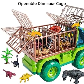 TEMI Dinosaur Truck Toy for Kids 3-5 Years, Triceratops Transport Car Carrier with 8 Dino Figures, Activity Play Mat, Dino Eggs and Trees, Capture Jurassic Dinosaurs Play Set for Boys and Girls