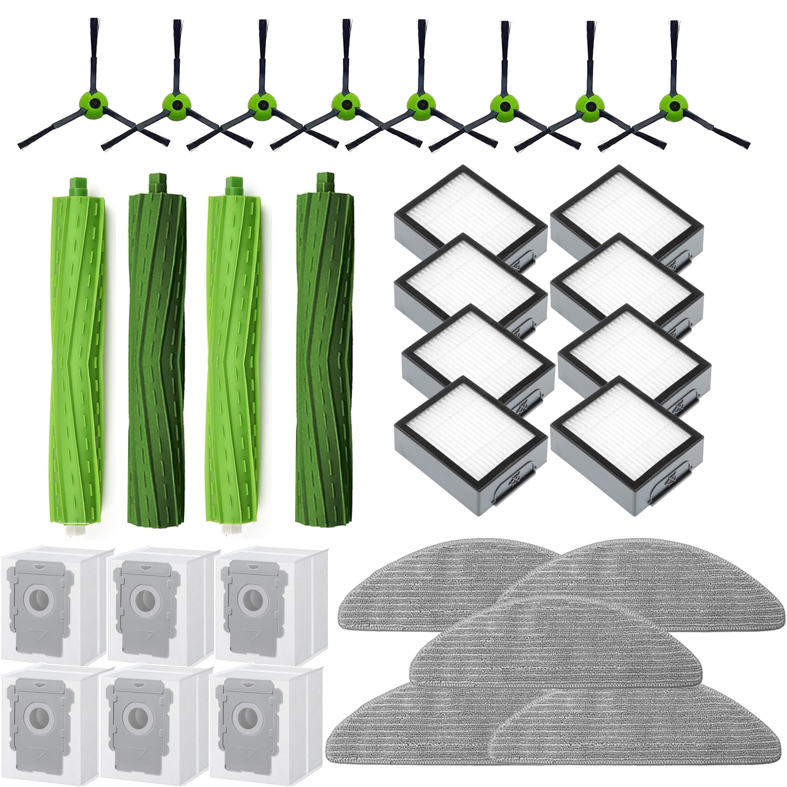 JoyBros Vacuum Accessories Kit For Irobot iRobot Roomba Combo i3+i5+j5+ Robot Vacuum-1 set Brush Rollers 4 Hepa Filters 3 Mop Pads 4 Side Brush 4 Dust Bags NOT for J7&J9