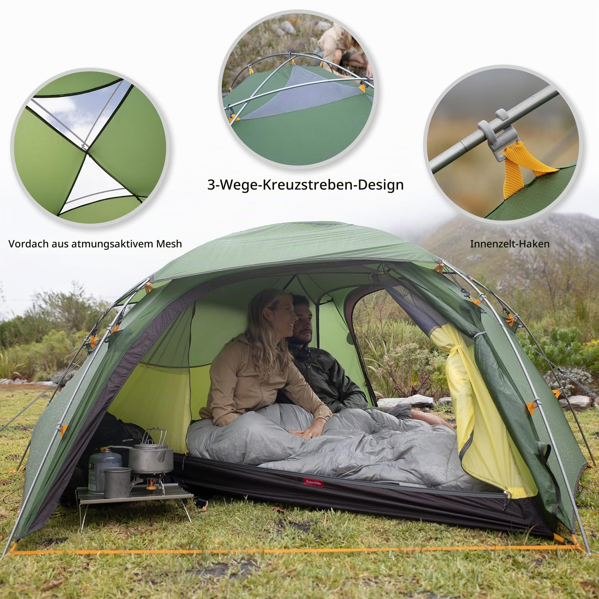 Naturehike Cloud Peak Zelt Camping Zelt Ultraleichtes Zelt 4 Saison Zelt Rucksack Zelt für 2-3 Personen