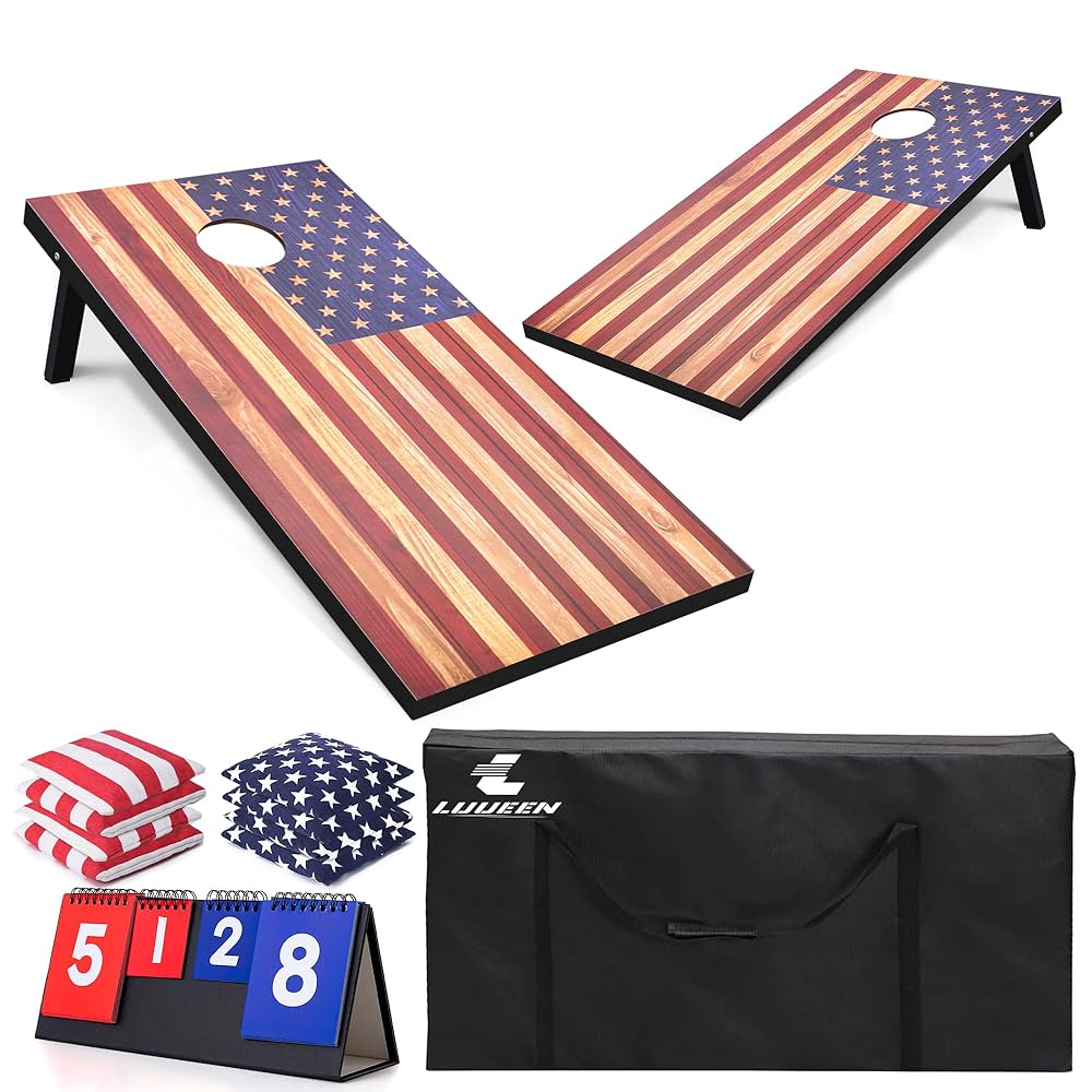 4x2 Ft Cornhole Boards Set, Premium Regulation Size Cornhole Boards with 8 All-Weather Bean Bags, Carrying Case and Scoreboard