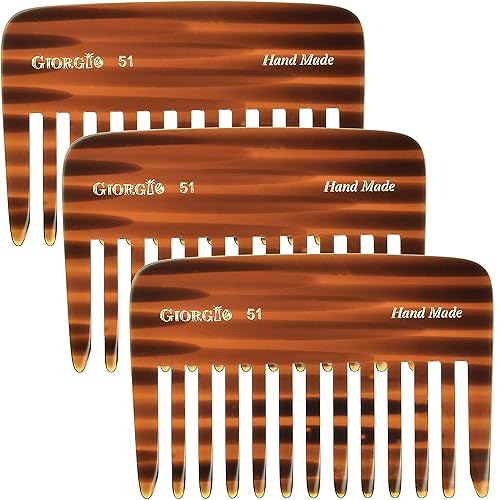 Miniatura 8 de Giorgio G51TY - Peine desenredante de pelo para bolso de viaje pequeño, peine de bolsillo de dientes anchos para cabello grueso, rizado y ondulado,