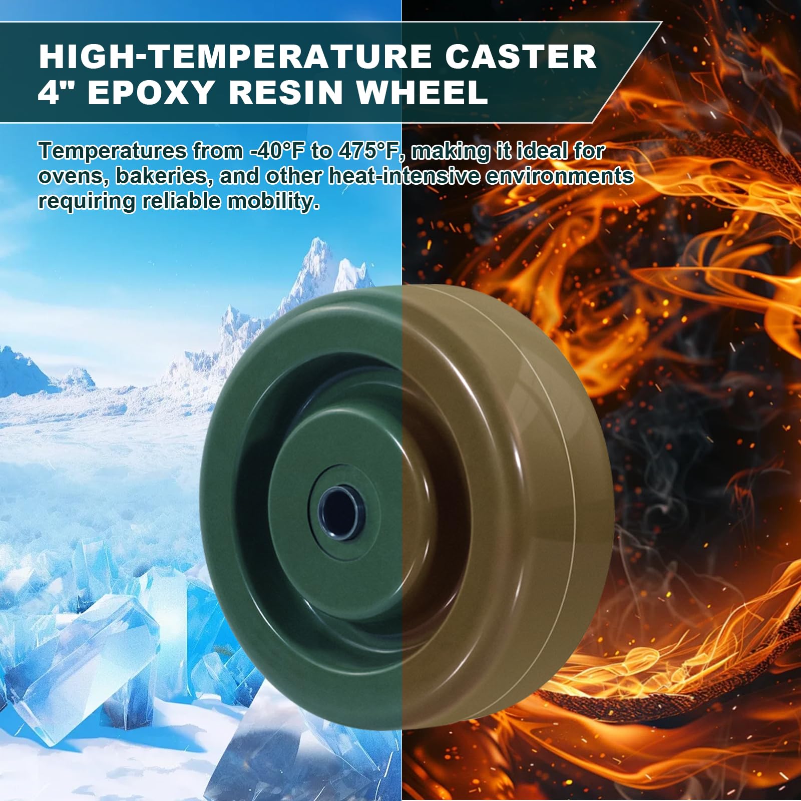 Rotelle di ricambio per forno ad alta temperatura, da -28,9 °C a 287,8 °C, capacità per ruota da 317,5 kg per ruota (confezione da 10)