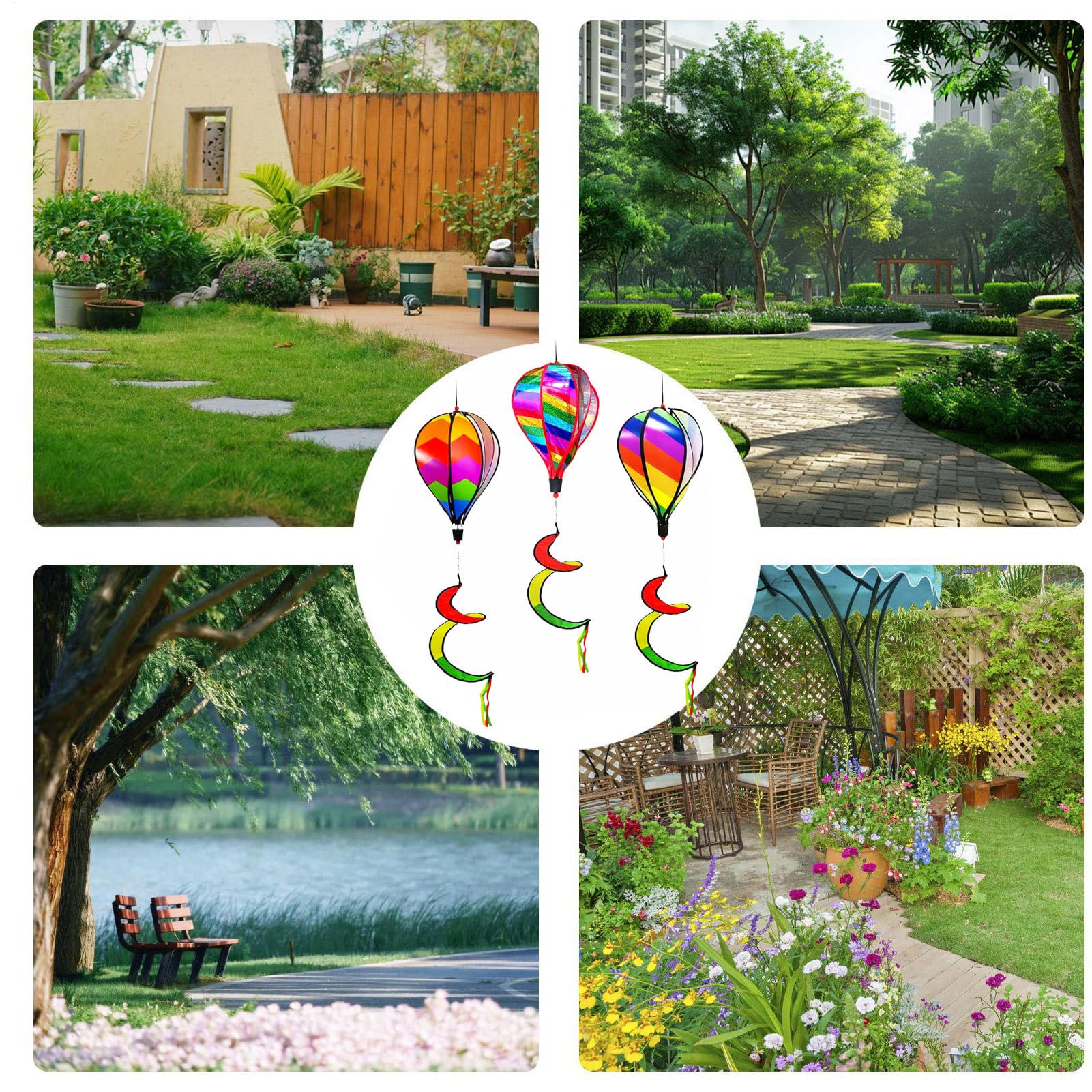 Rainbow Air - Lot de 3 Ballons à Vent - Décoration d'extérieur - pour clôtures de Jardin, Mariages, Vacances