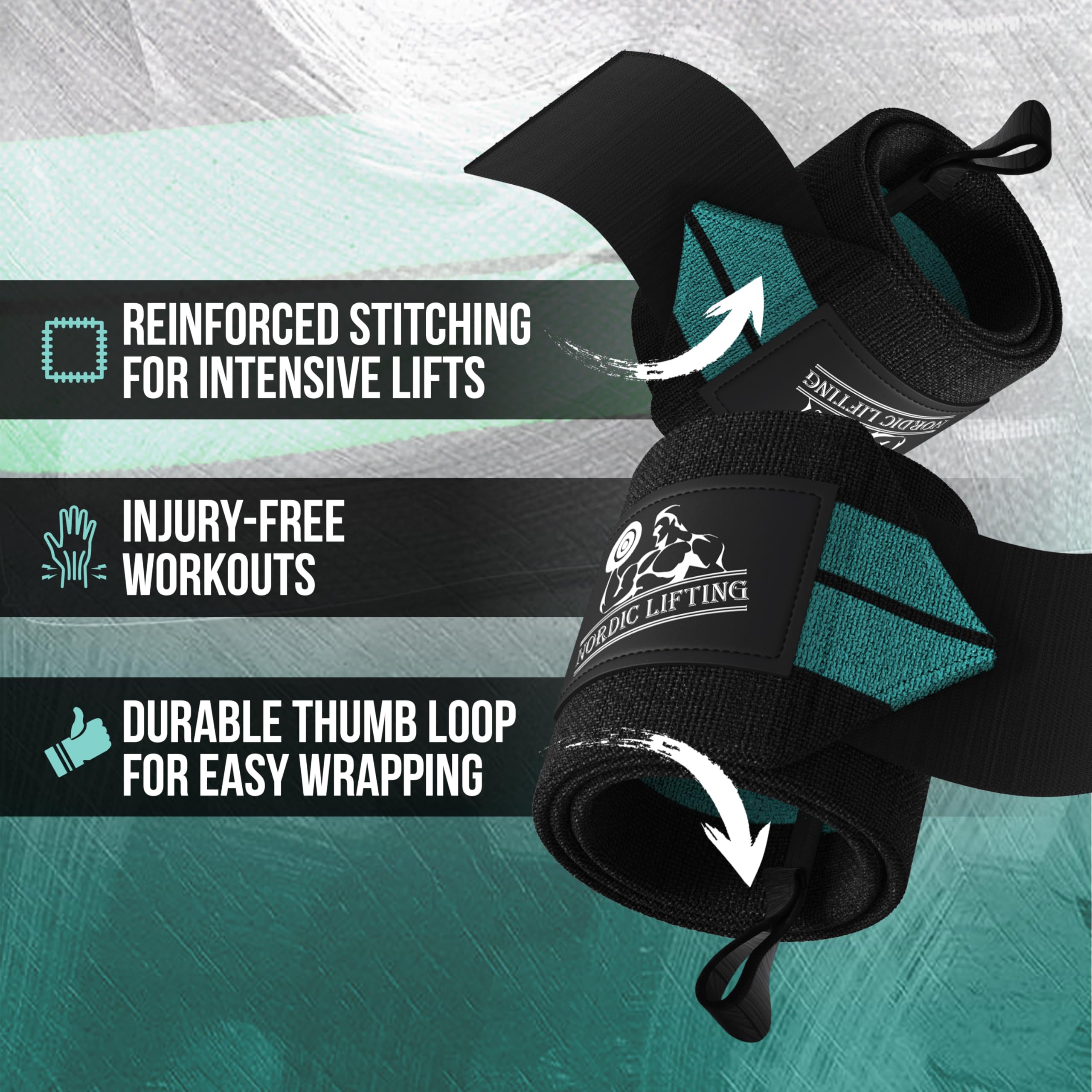 Fasce da Polso per Sollevamento Pesi/Cross Training/Powerlifting/Bodybuilding - per Donne e Uomini - Attrezzatura Premium per la Miglior Forza e Supporto della Mano