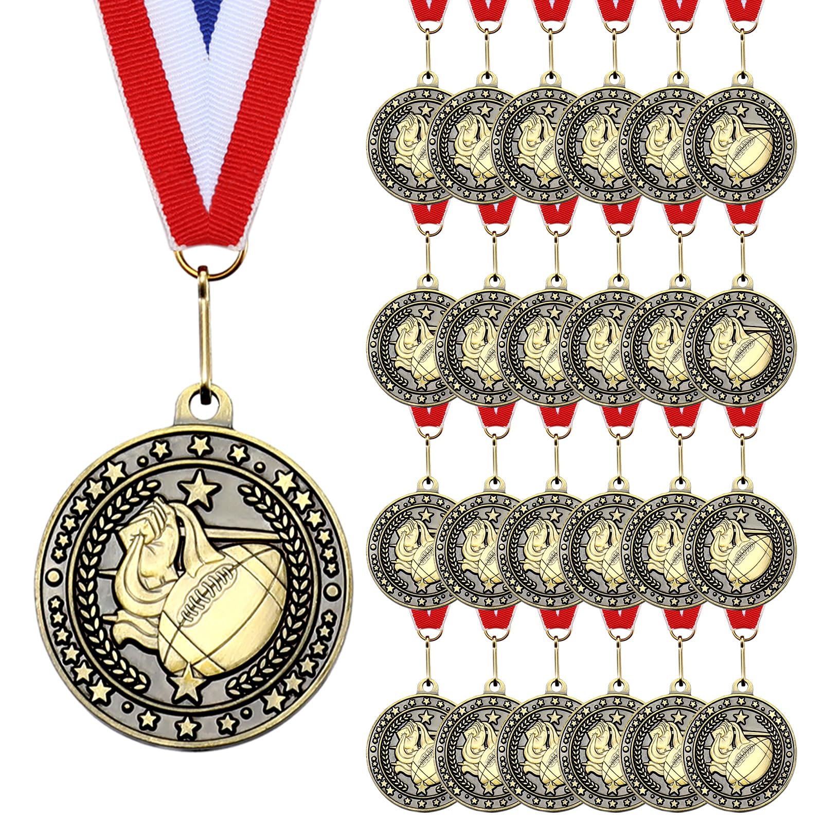 Goldmedaillen mit Halsbändern, Gewinnerpreis, Geschenk für Teamsport, Teilnahme, Partyzubehör, 48 Stück