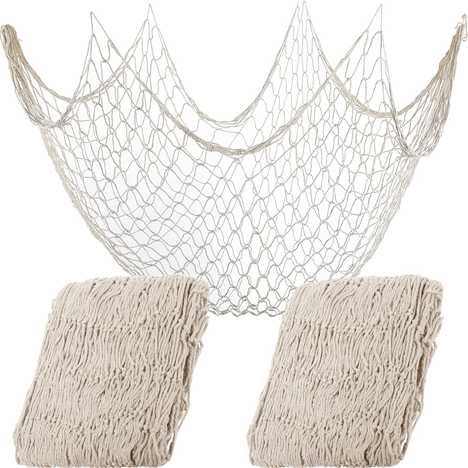 2 Pieces Fish Net Decorative 80 x 40 Inch, Wall Hanging Fishnet for Mermaid, Pirate, Nautical, Under The Sea Party Decorations, Ocean Themed Hawaii Beach Halloween Party Supplies