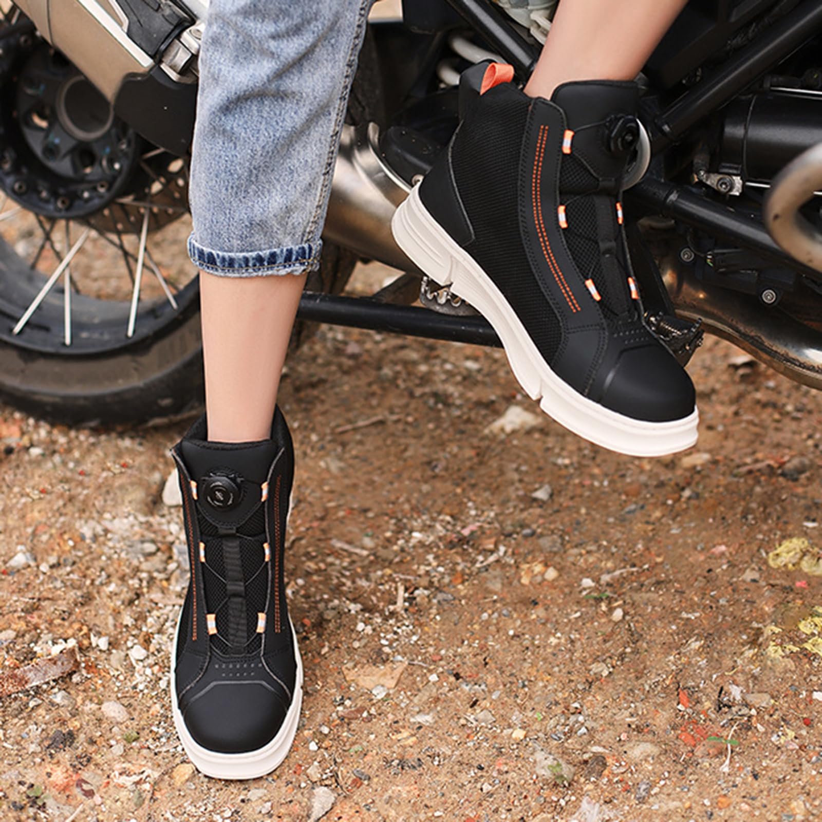Scarpe Moto Uomo,Stivali Moto Uomo Touring,Sneaker Moto Traspiranti,Suola Antiscivolo,comodità,Si Adatta Bene alla Maggior Parte dei Pantaloni da Moto E alla Giacca