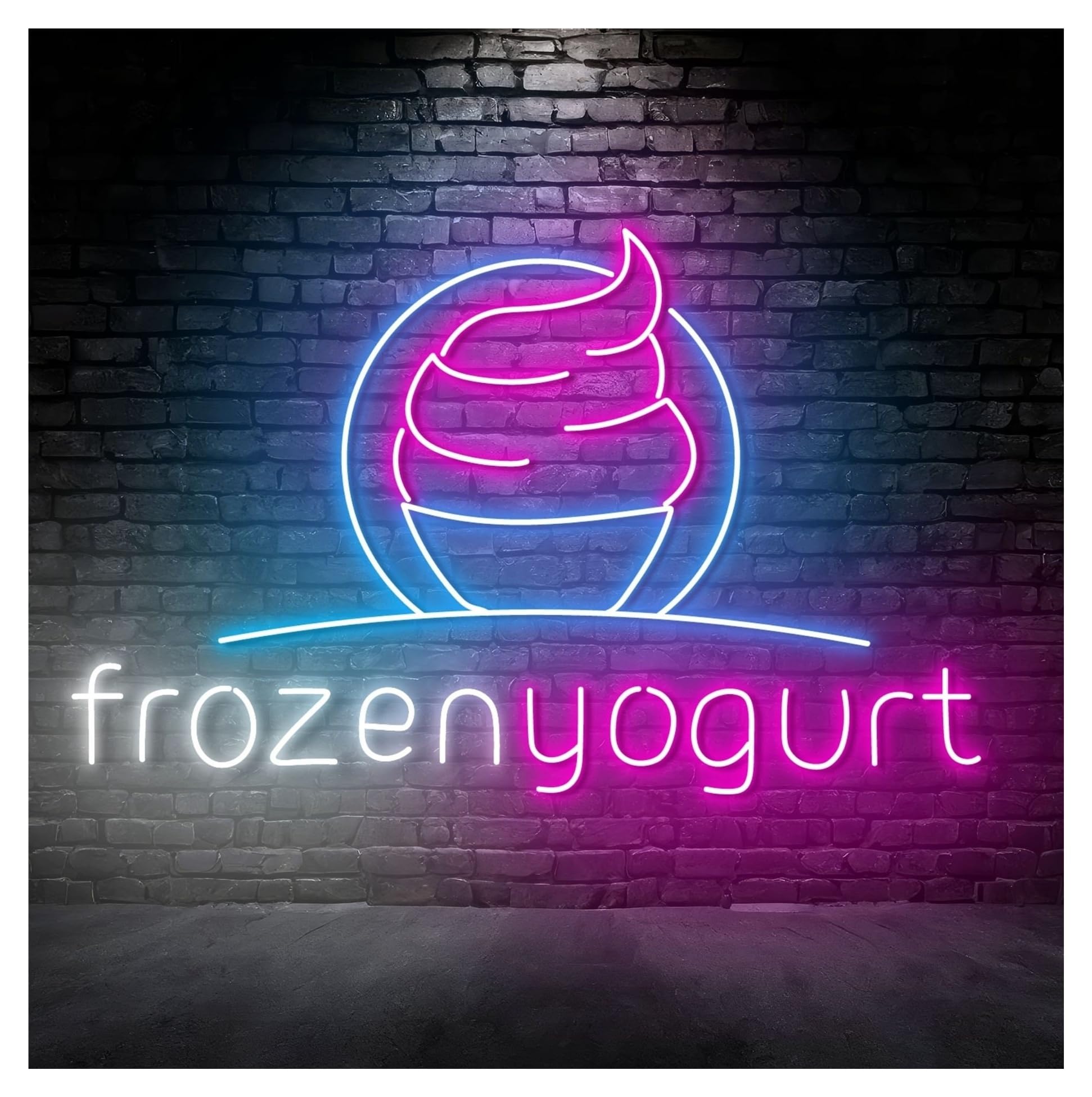 RONGCH Hanging Art Signs Frozen Yogurt Neon Sign Food Store Shop Decor Kitchen House Wall Storefront Window Display Business Entrance 60cm