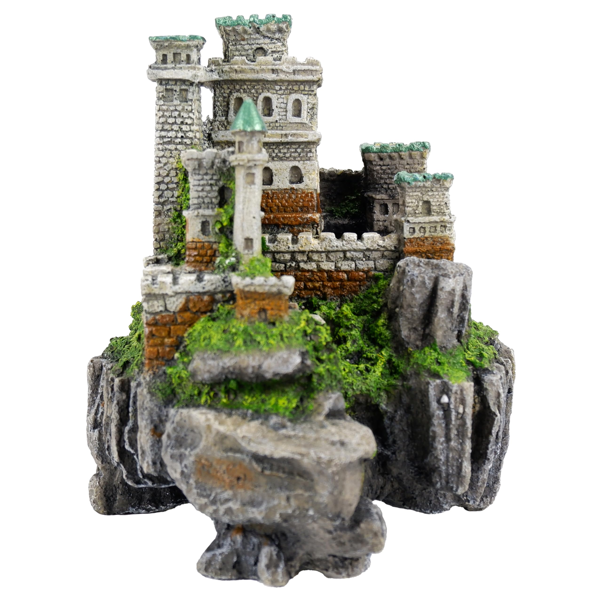 Classic Adorno de Acuario de ruina de Castillo de acantilado, decoración Grande de Mago, 375 x 223 x 250 mm
