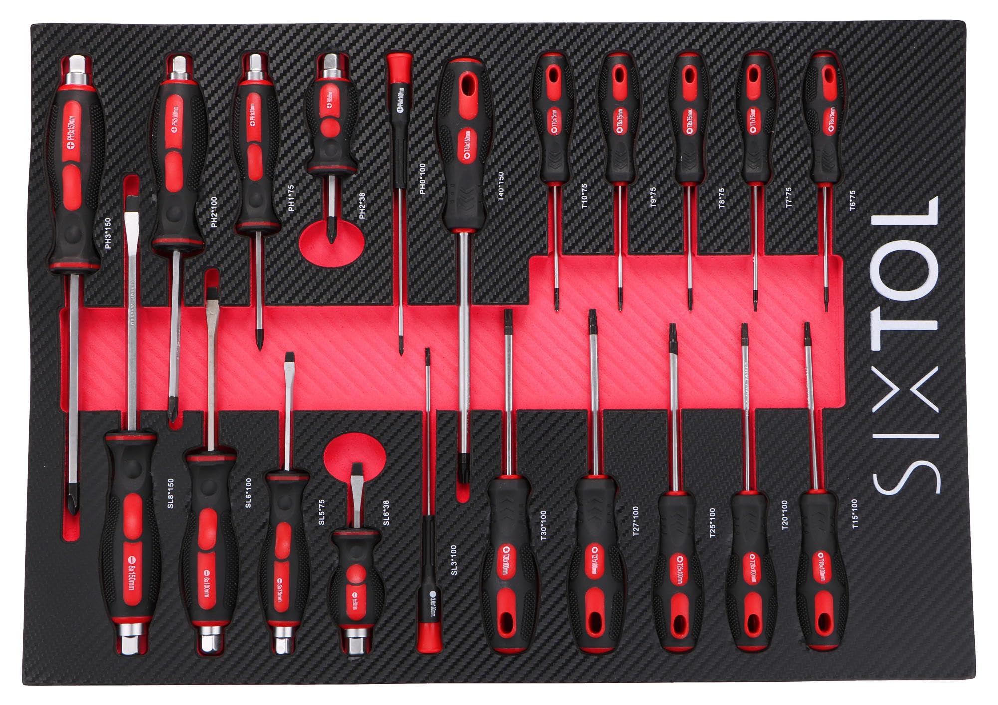 SIXTOL Mechanic Tool Tray 8 | Screwdriver Set 21pcs | EVA Tool Tray | Workshop Trolley Module