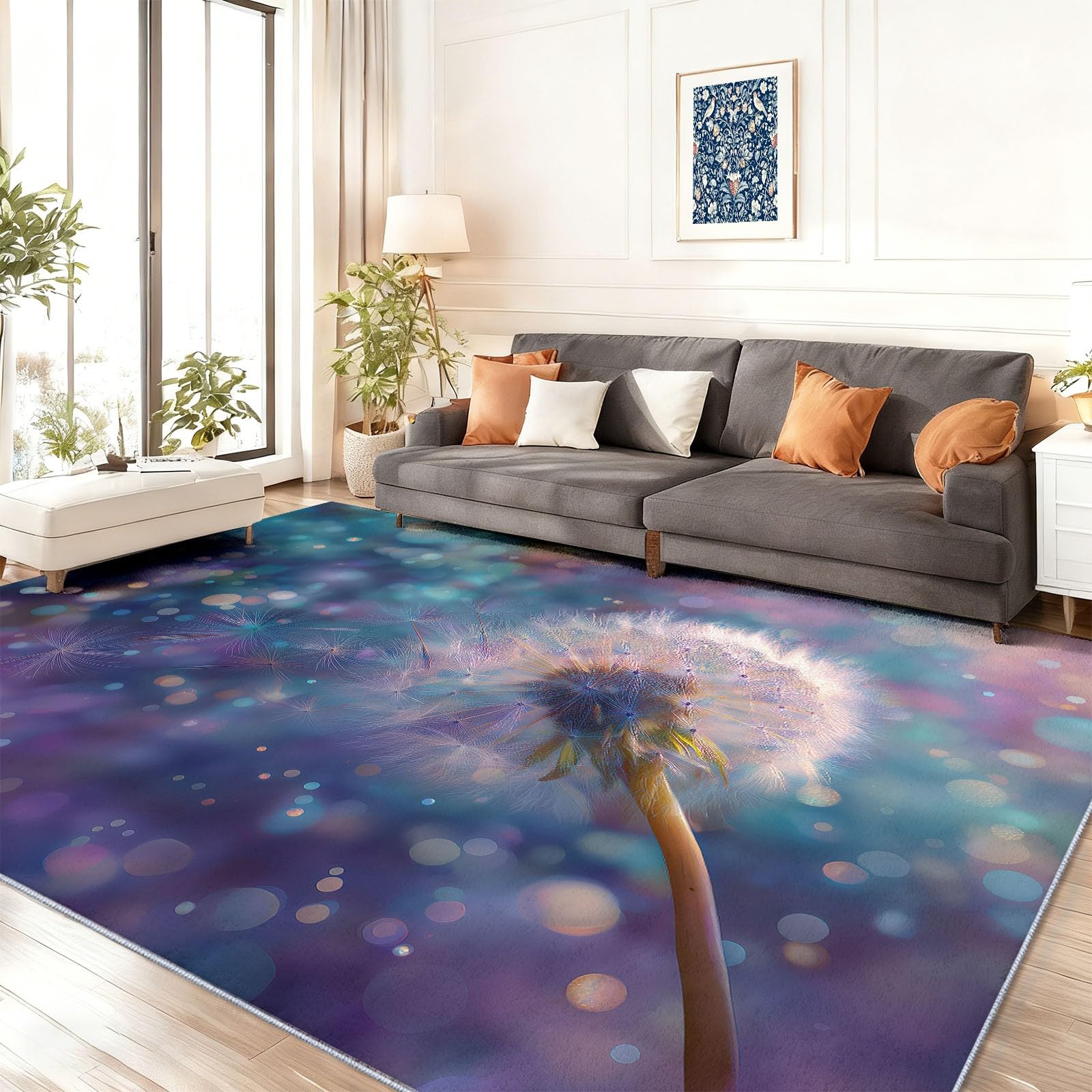 Alfombra de 140 x 200 cm, diseño de diente de león Midi Points luminoso