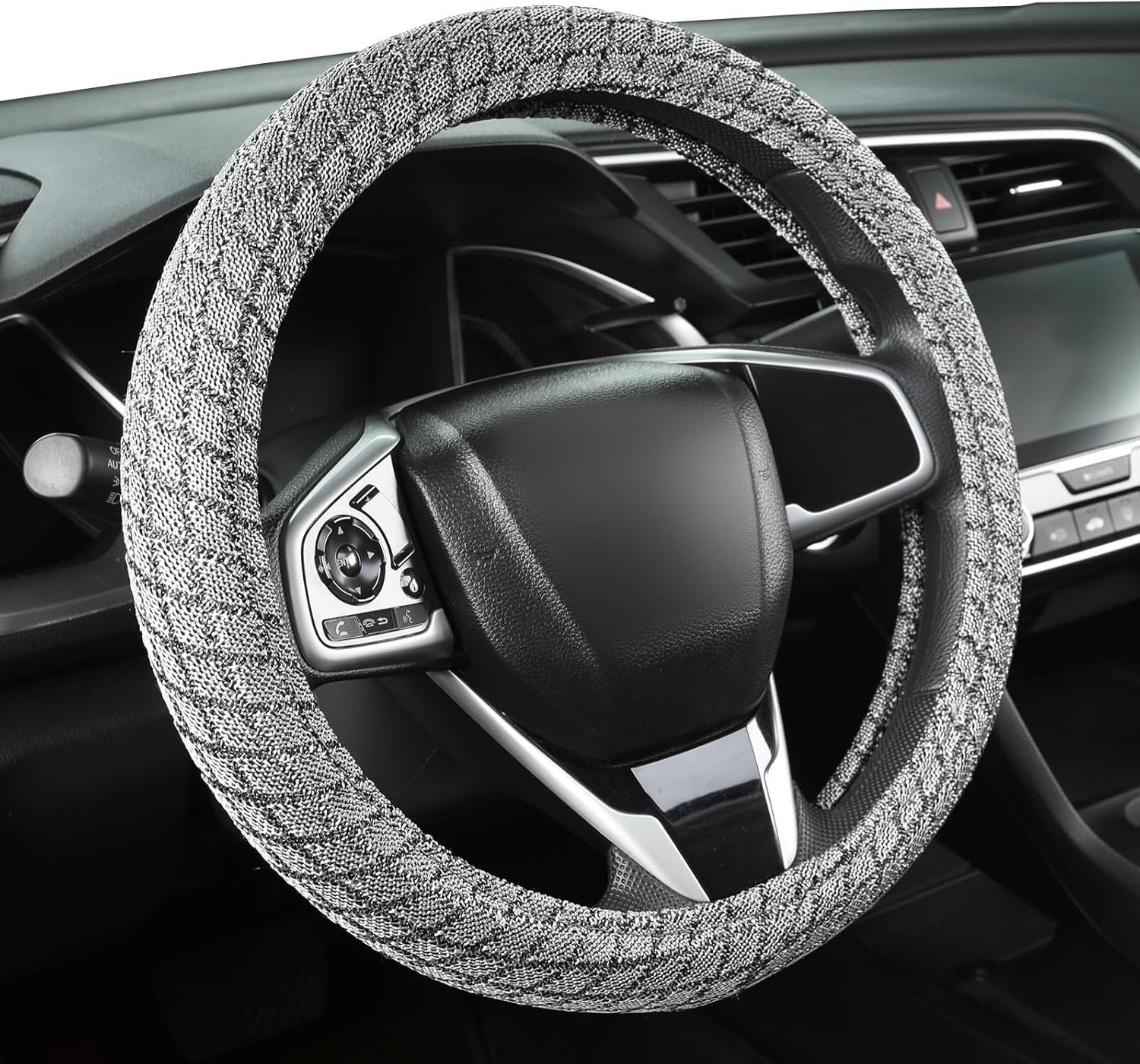 Auto Newer Breathable Steering Wheel Cover Suitable For Four Seasons，Anti-Slip Design，Odorless，Easy Carry Unviersal Fit for Truck SUV Sedans Vans，Interior Accessories Standard Size[14" 1/2-15"]（Beige）