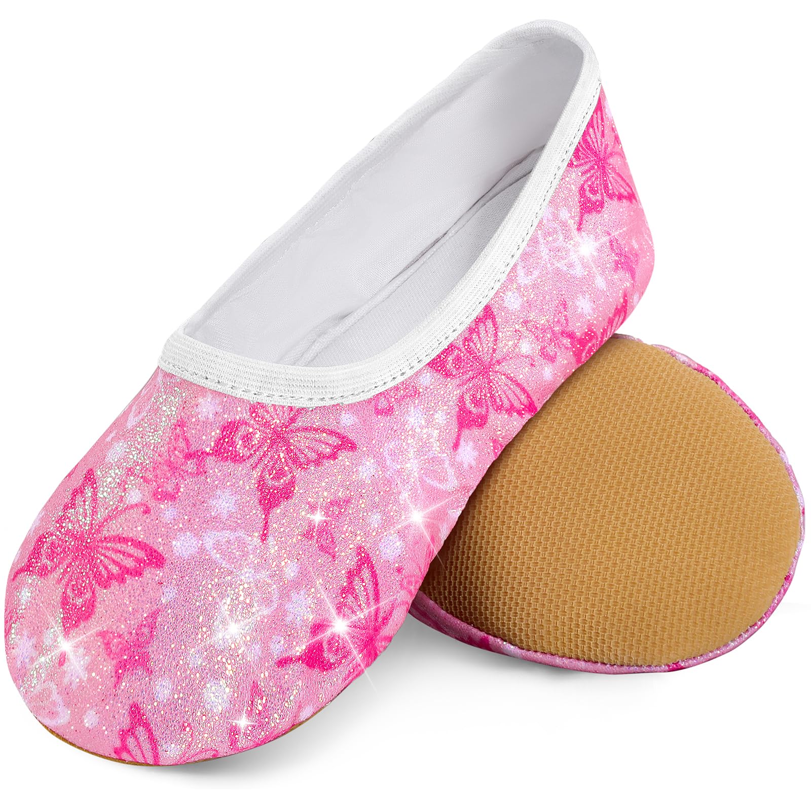 Growmax Turnschläppchen Mädchen Glitzer Gymnastikschuhe Mädchen Baumwollfutter Schläppchen Kinder Oxford-Sohle Turnschlappen
